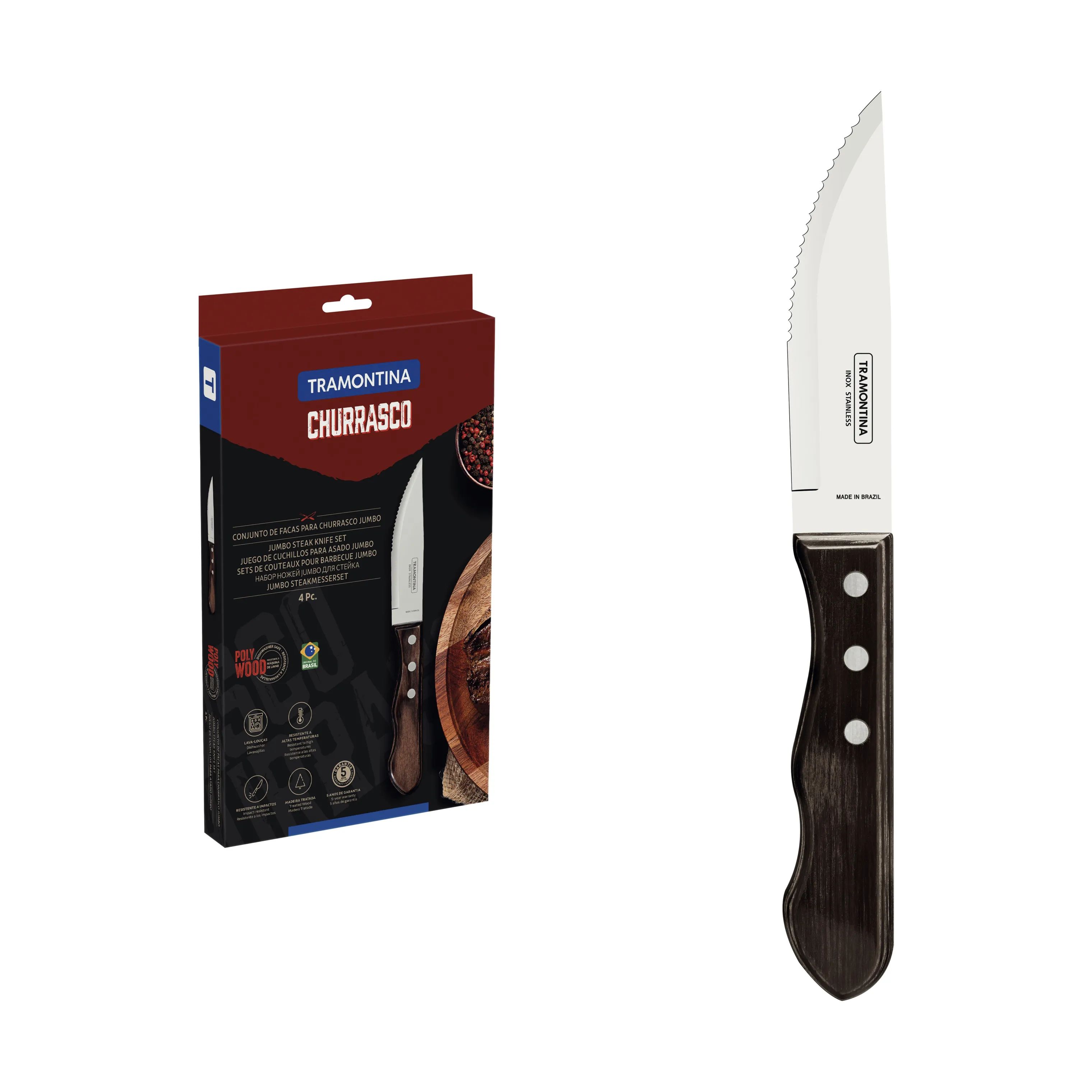 Tramontina Steakknive Churrasco Jumbo Grillknive - 4 stk. i natur, 4