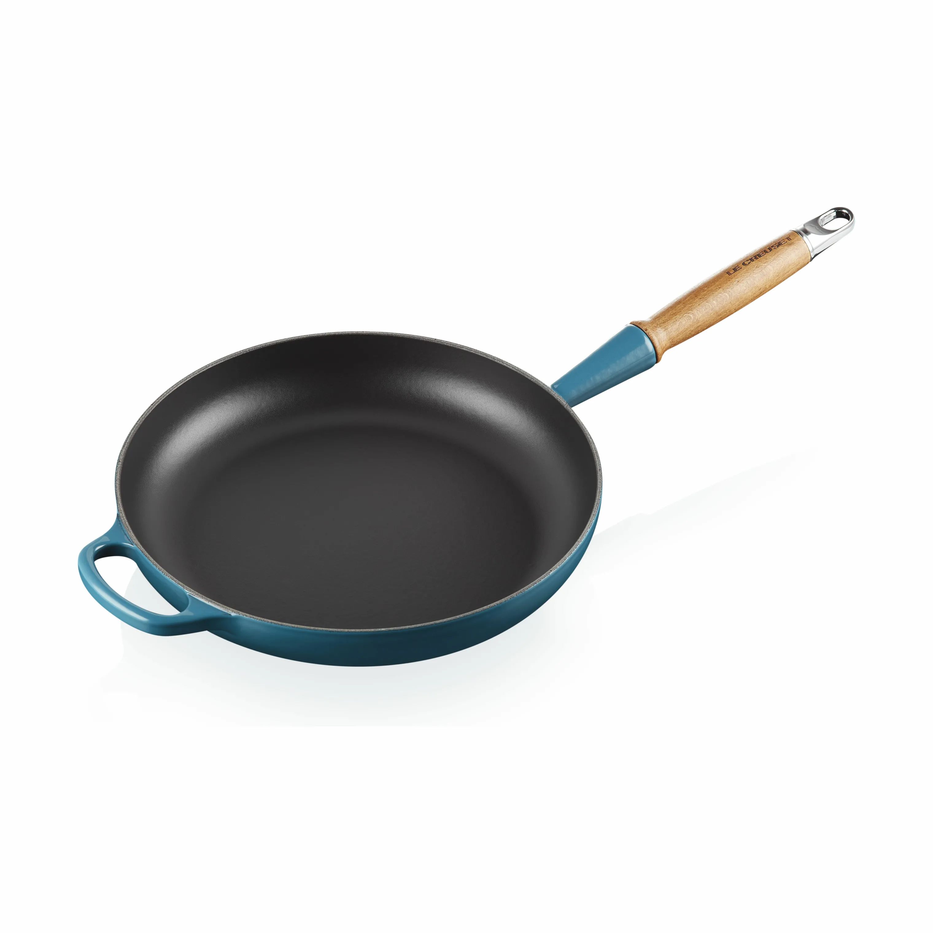 Le Creuset Stegepander Stegepande m. træhåndtag i Deep teal blue, 1