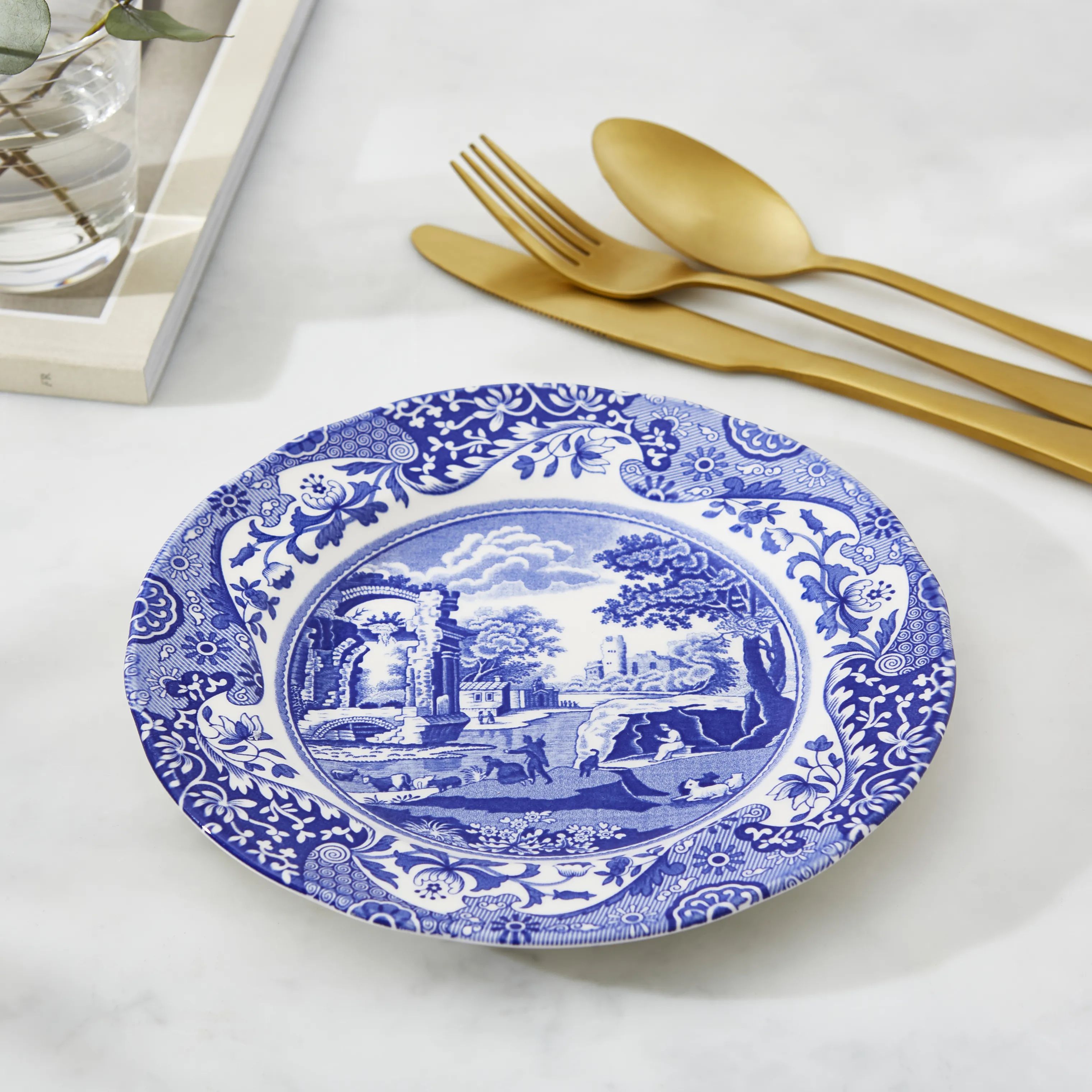 Spode Kagetallerkener Blue Italian Blue Italien Desserttallerken - 4 stk. i Blå/hvid, 2