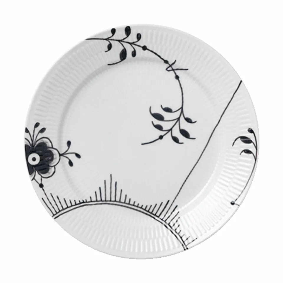 Royal Copenhagen Middagstallerkener Sort Mega Riflet Middagstallerken #2 - 2 stk. i Sort/hvid, 27 cm, 4
