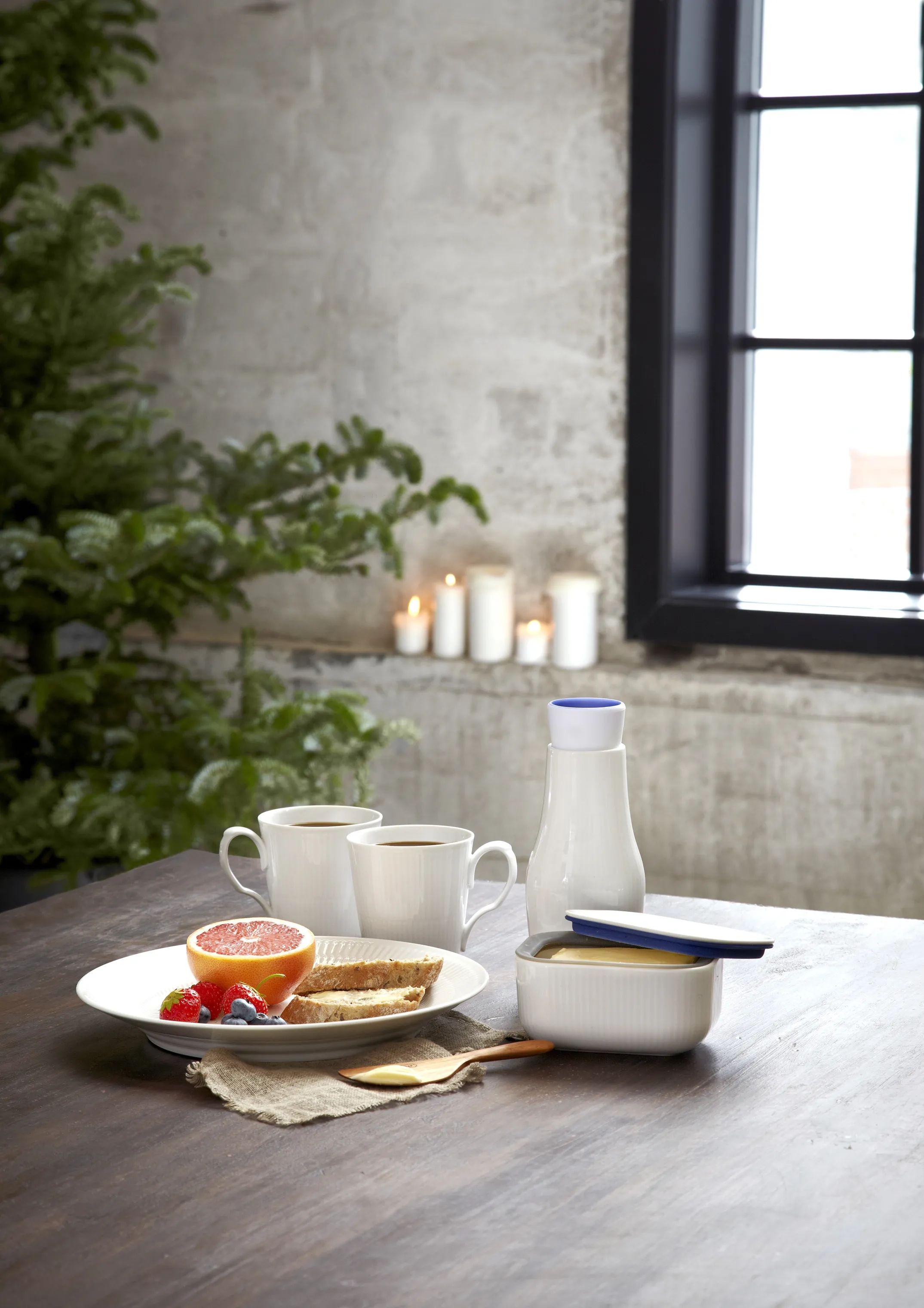 Royal Copenhagen Smørbokse Hvid Riflet Smørboks i Hvid, 3