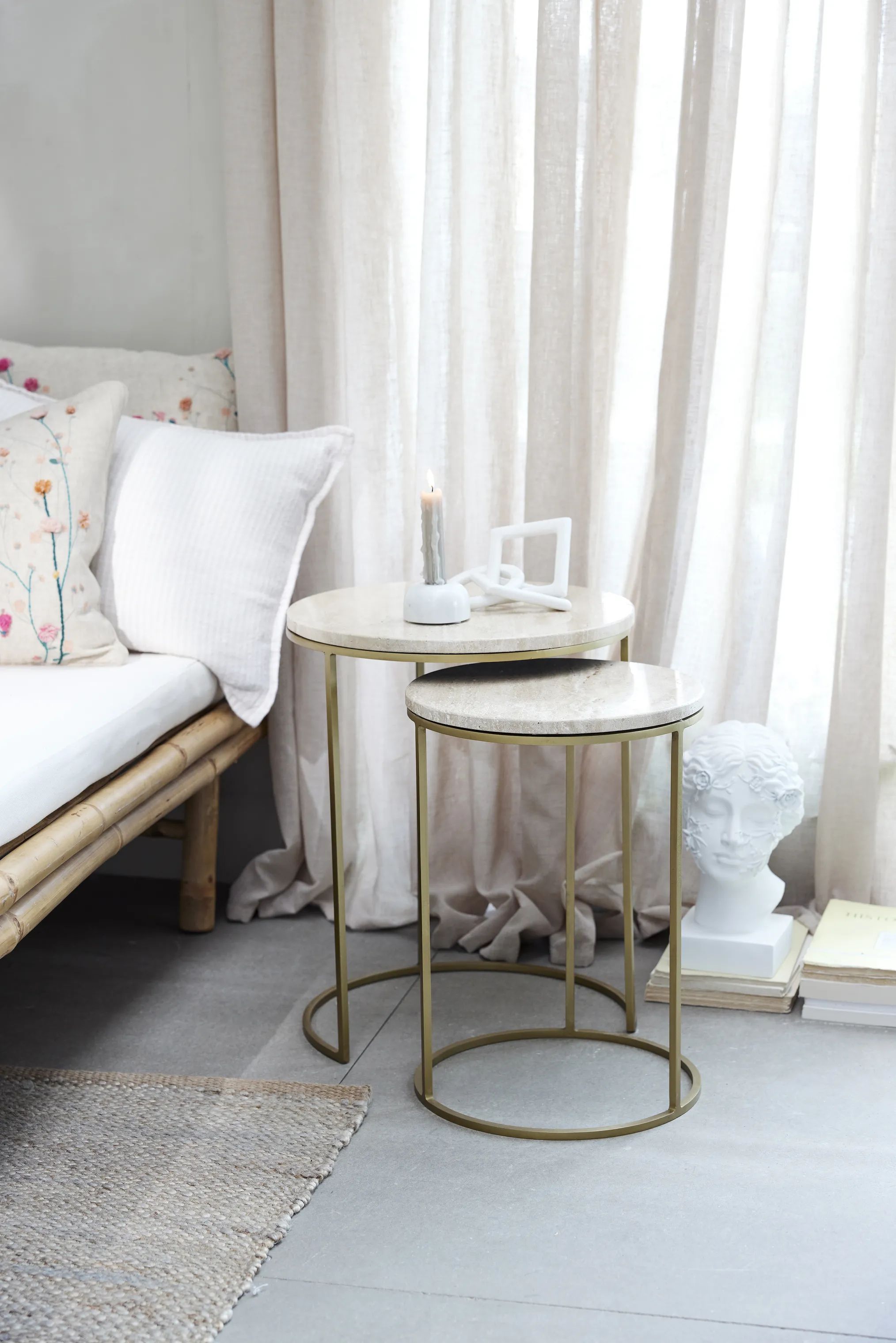 Lene Bjerre Sideborde Traville Sidebord - 2 stk. i Beige/lys guld, 2