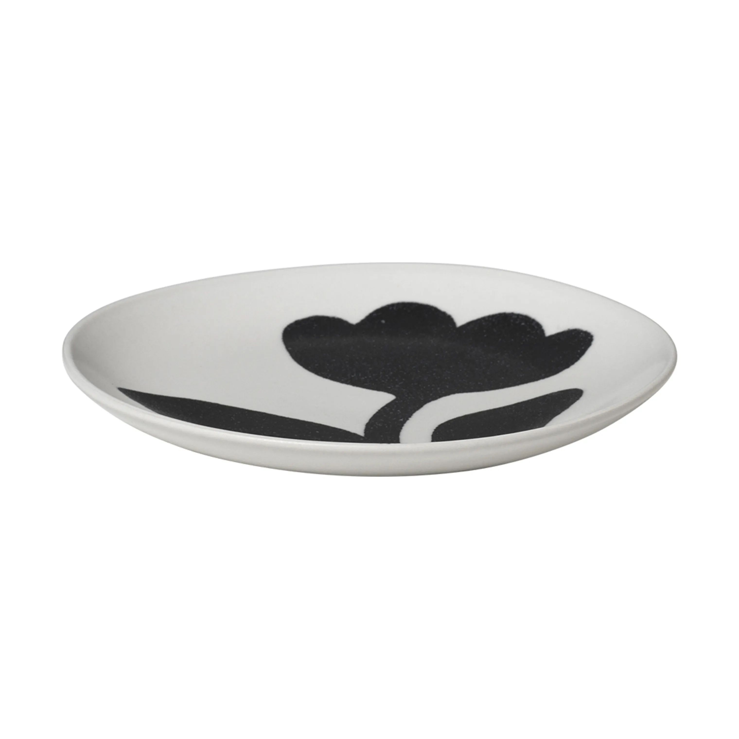 Broste Copenhagen Tallerkener Flora Tallerken i Black/Off White 1, 3