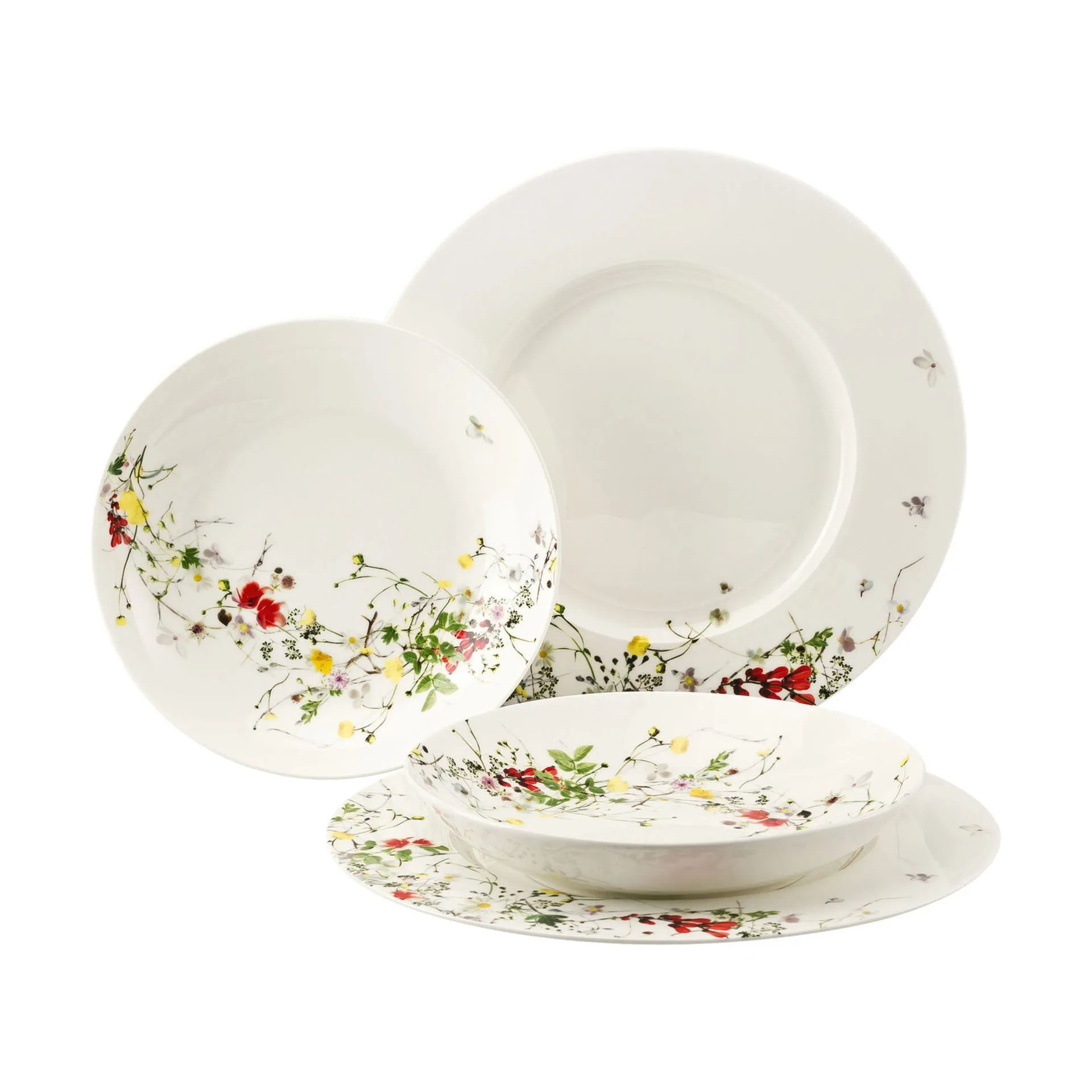 Rosenthal Kagetallerkener Brillance Fleurs Sauvages Sæt - 4 dele i Hvid / Multifarvet, 1
