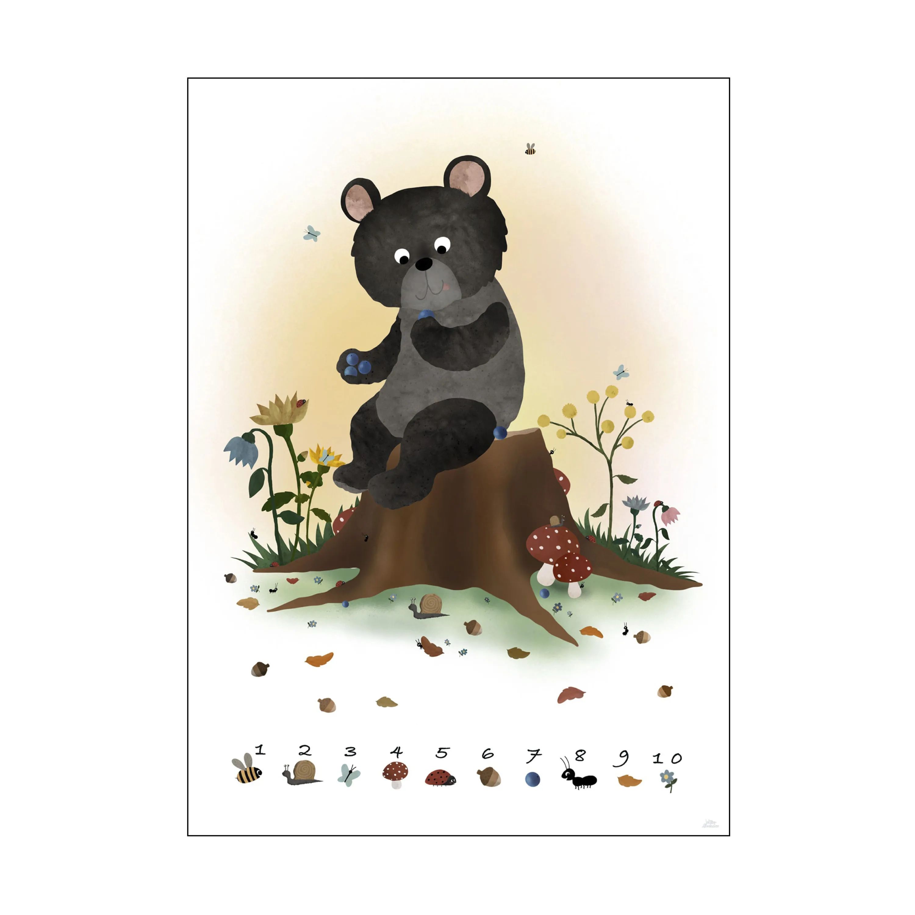 Poster&Frame Plakater Plakat - Blåbærbjørn i B29,7 x L42 cm, 1