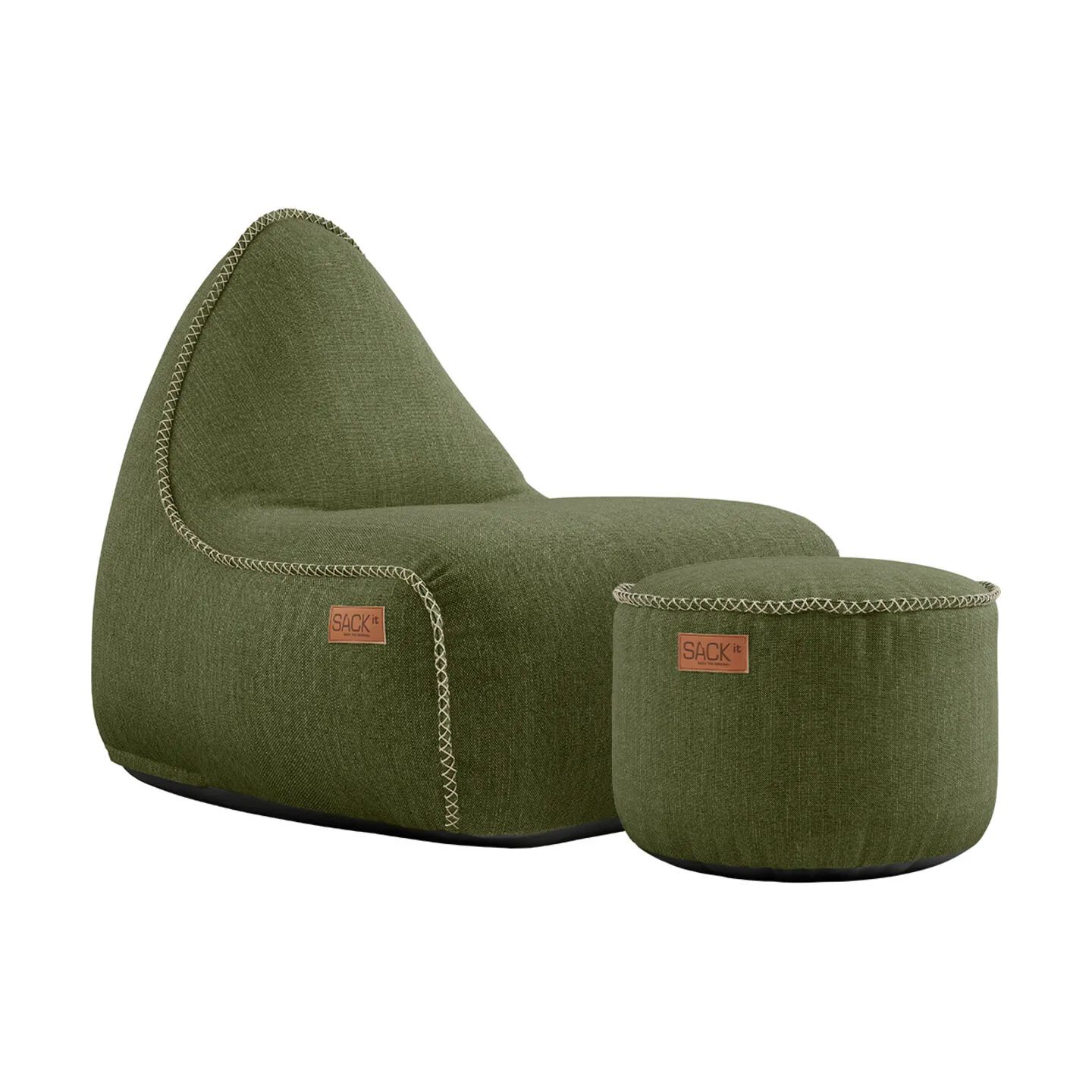 SACKit Loungesæt Cobana Sækkestol med Puf - 2 dele i Olive, 1