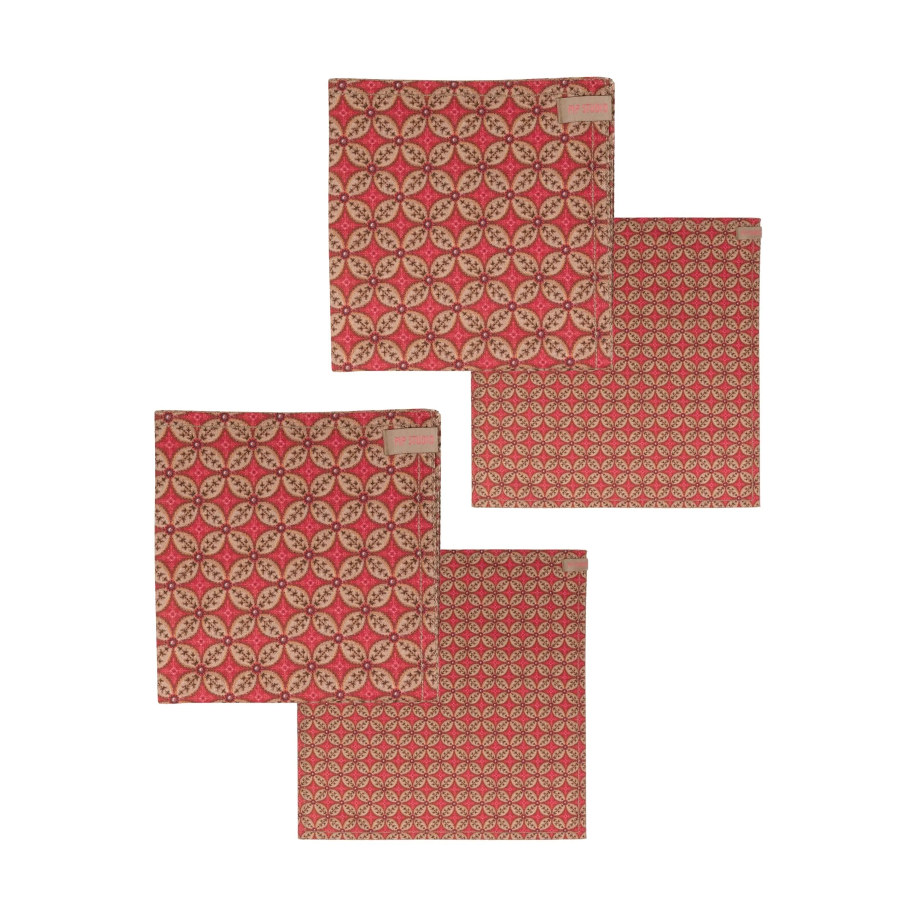 PIP Studio Stofservietter Blooming Tales Stofserviet - 4 stk. i Dark Red, 1
