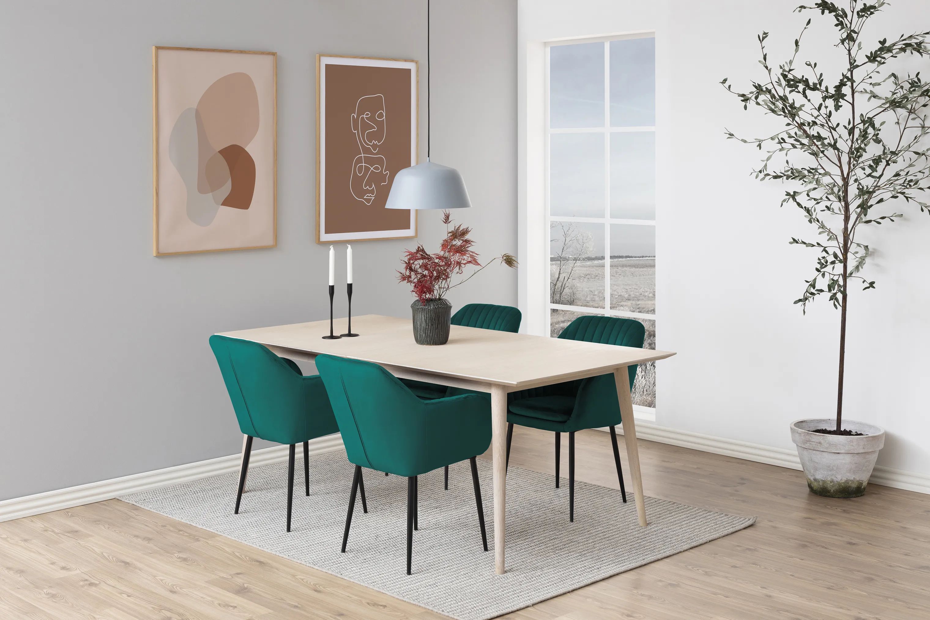 CASA Living Spisebordsstole Emilia Spisebordsstol i flaskegrøn/sort, 3