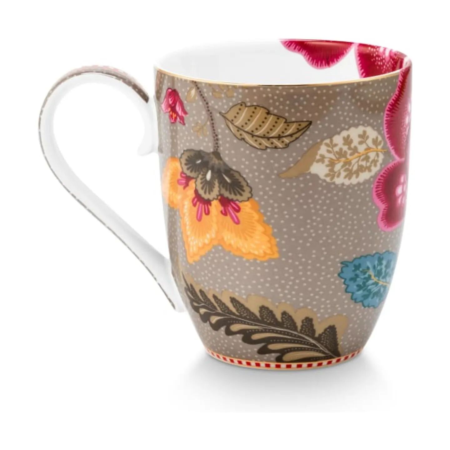 PIP Studio Krus og kopper med hank Blooming Tales Krus i Khaki, 45 cl, 3