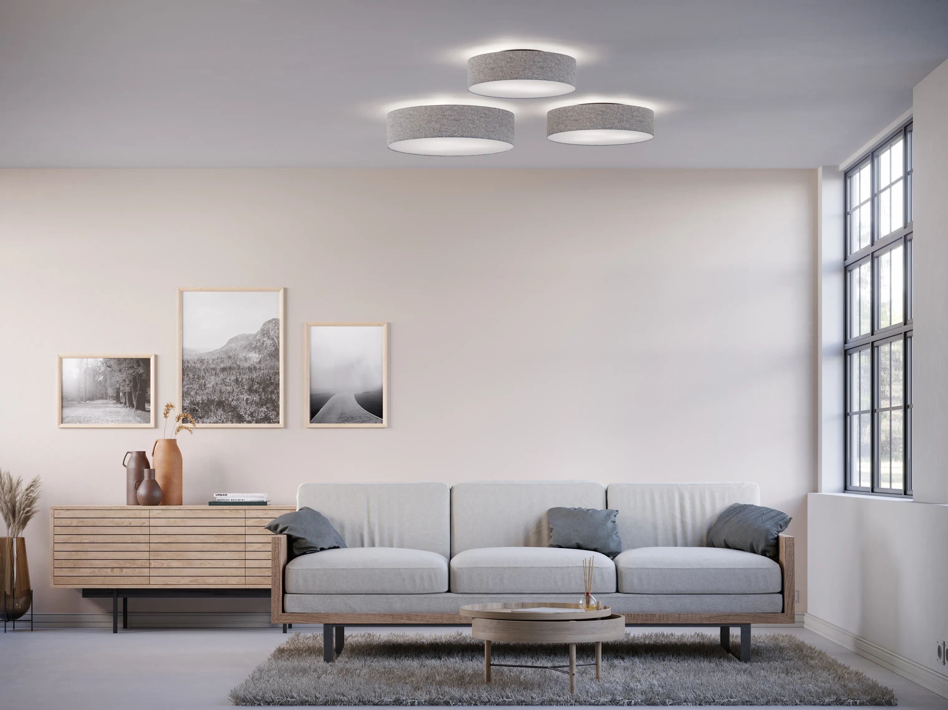 Belid Loftlamper Tyson Soft Plafond i Grå, 50 cm, 2
