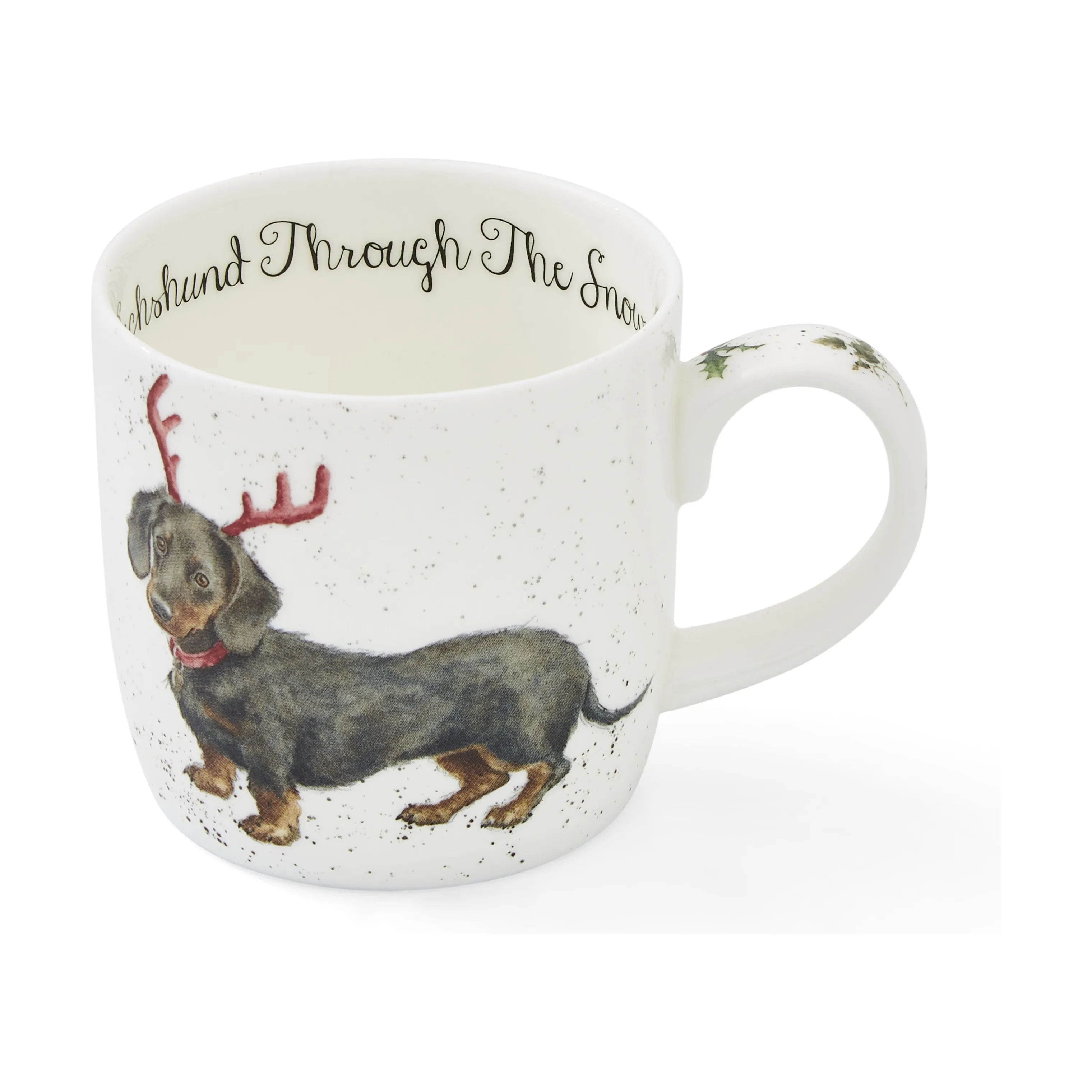 Royal Worcester Krus og kopper med hank Wrendale Krus - Dachshund Snow i Gravhund i sne, 1