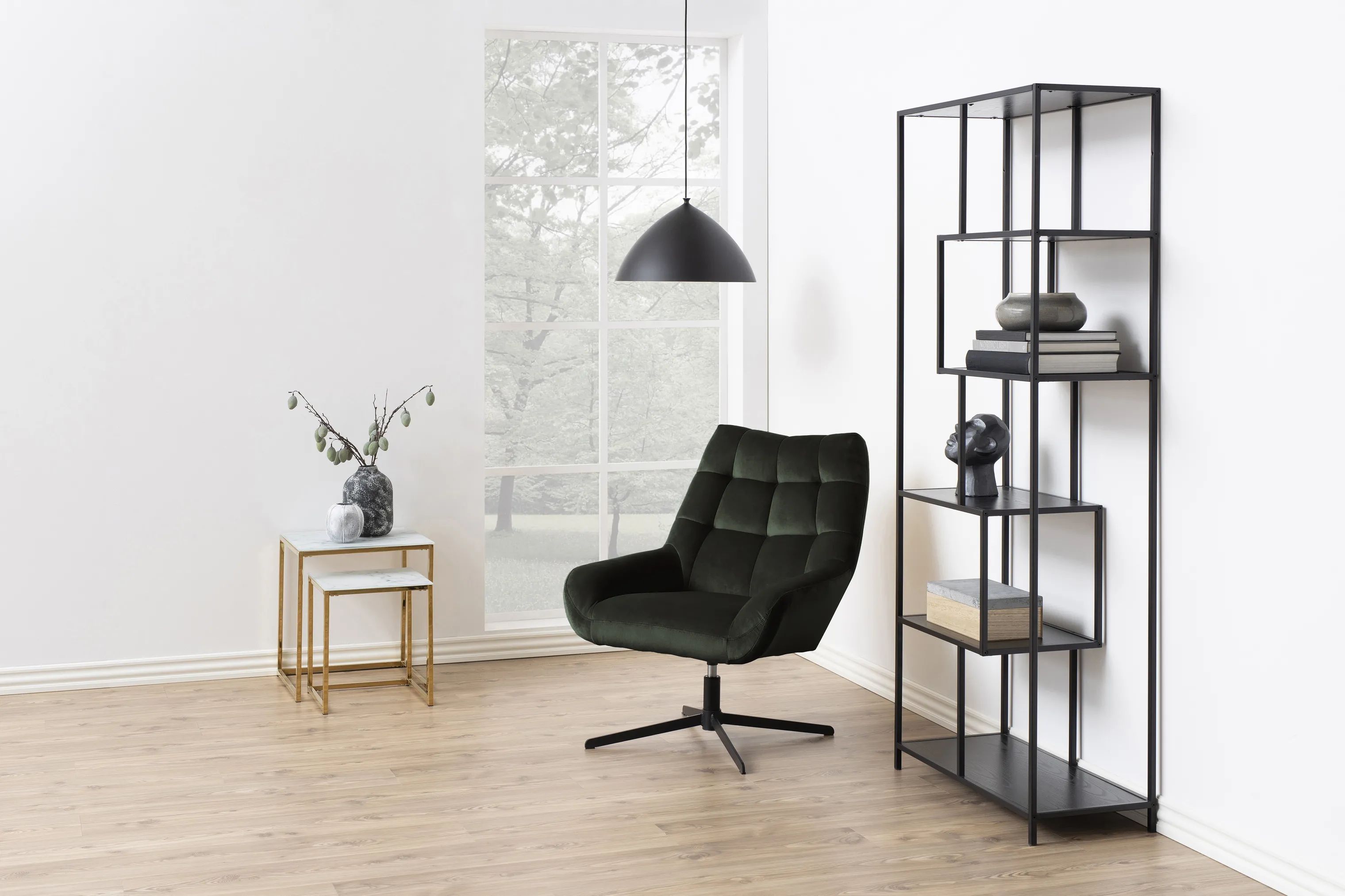 CASA Living Lænestole Paris Stol i Mørkegrøn/sort, 2