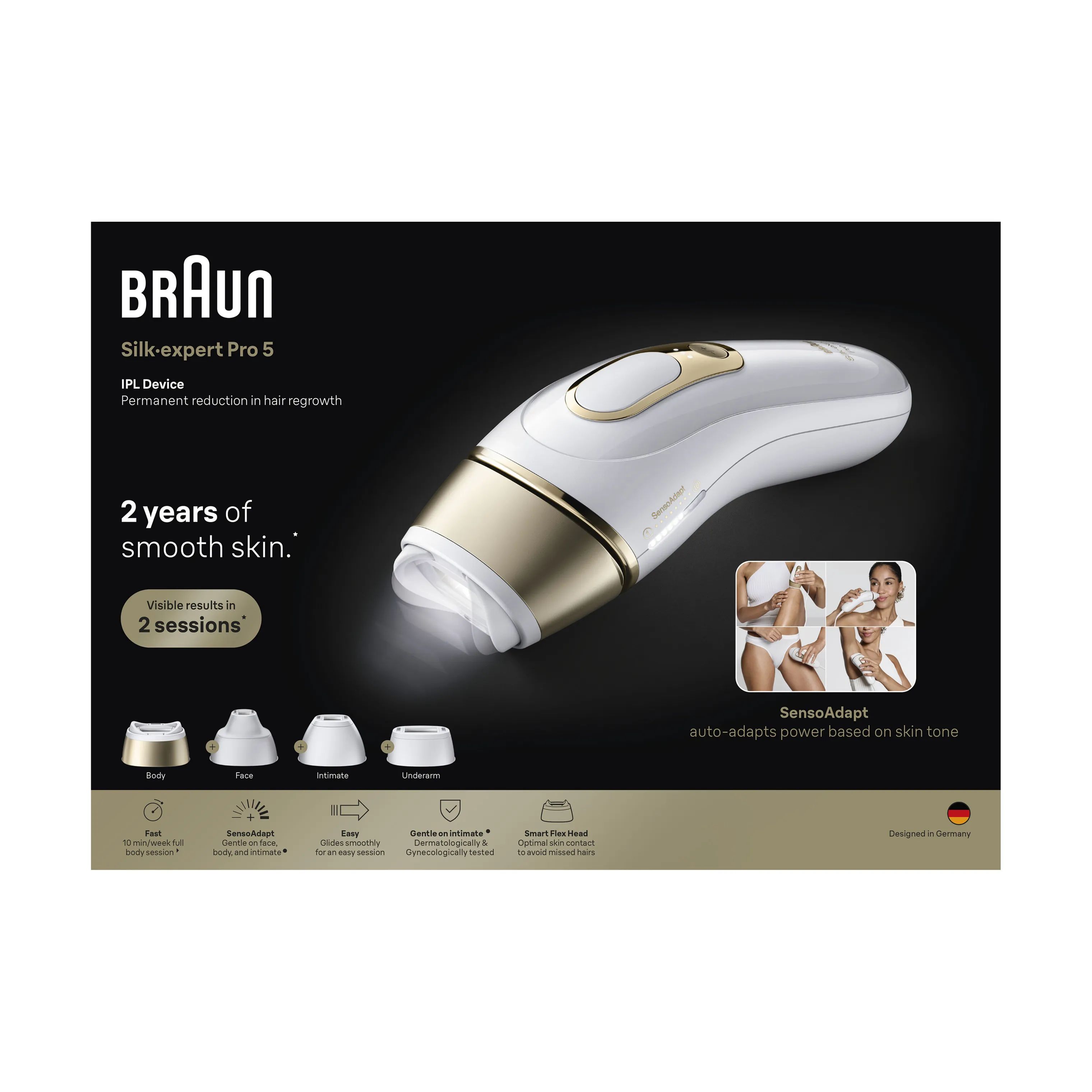 Braun Ladyshavere IPL Silk·expert Pro 5 Hårfjerner i Hvid, 2