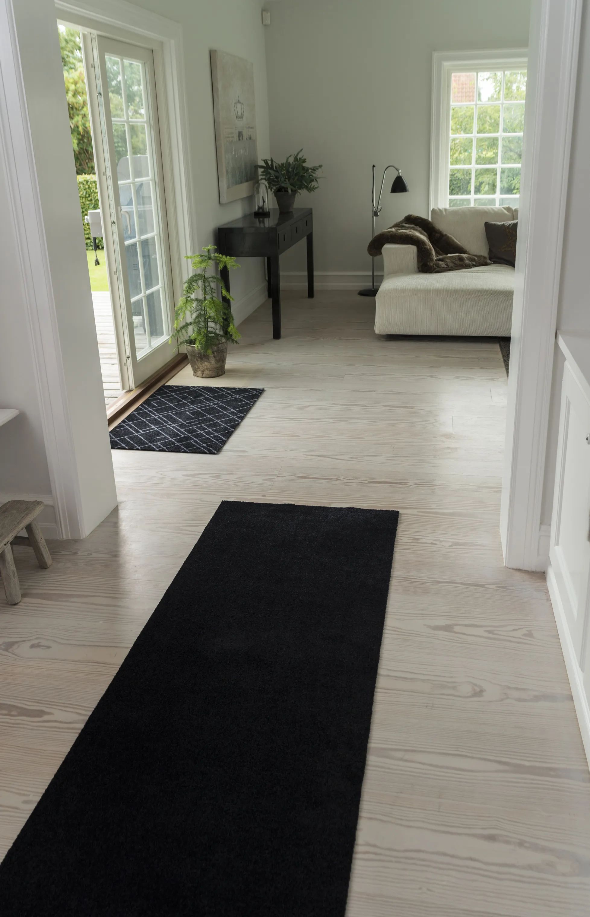 Tica Copenhagen Dørmåtter Uni Color Gulvmåtte i Sort, B67 x L200 cm, 4