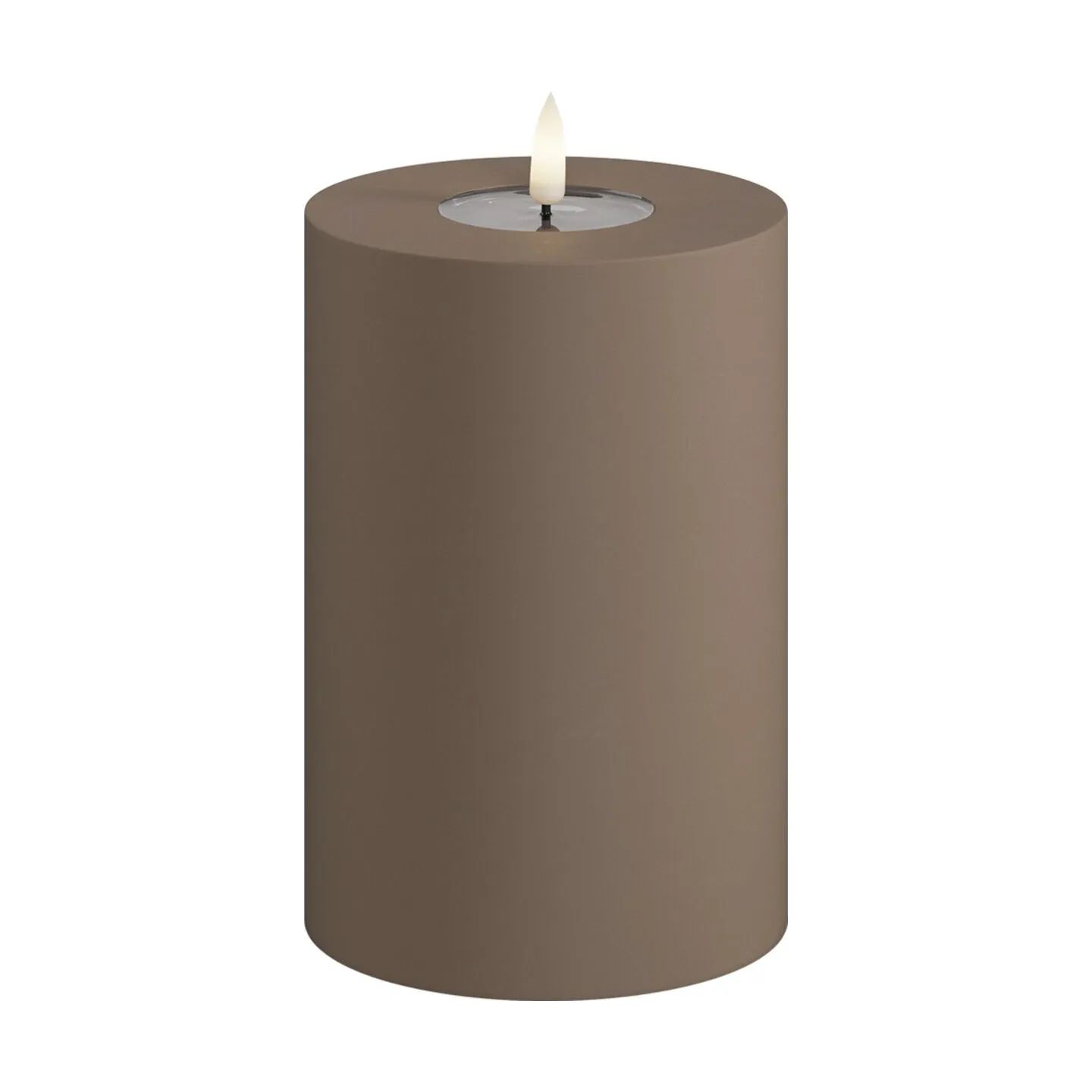 Deluxe Homeart LED-lys Real Flame LED Udendørs Bloklys i Mokka, 15 cm, 1