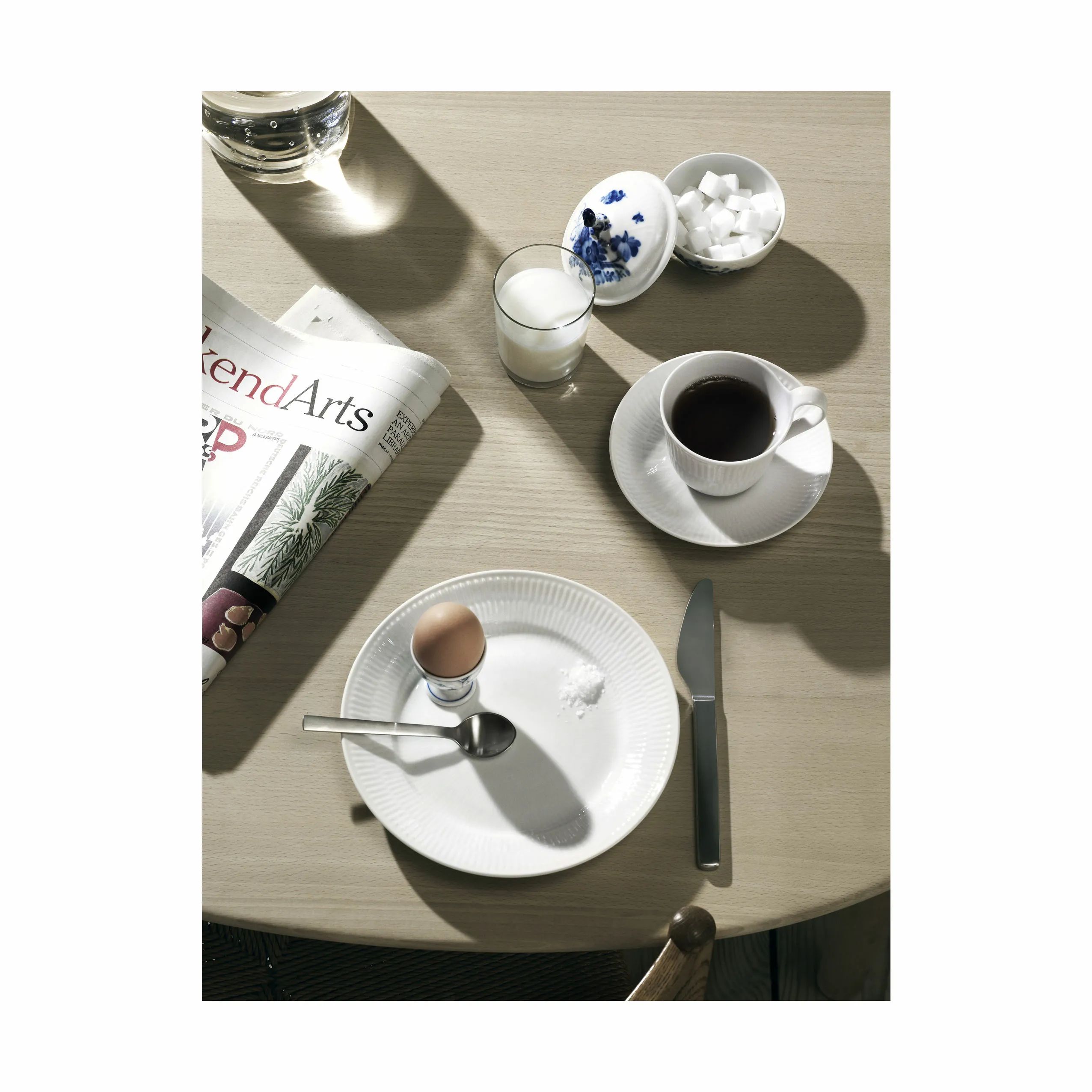 Royal Copenhagen Frokosttallerkener Hvid Riflet Tallerken i Hvid, 4