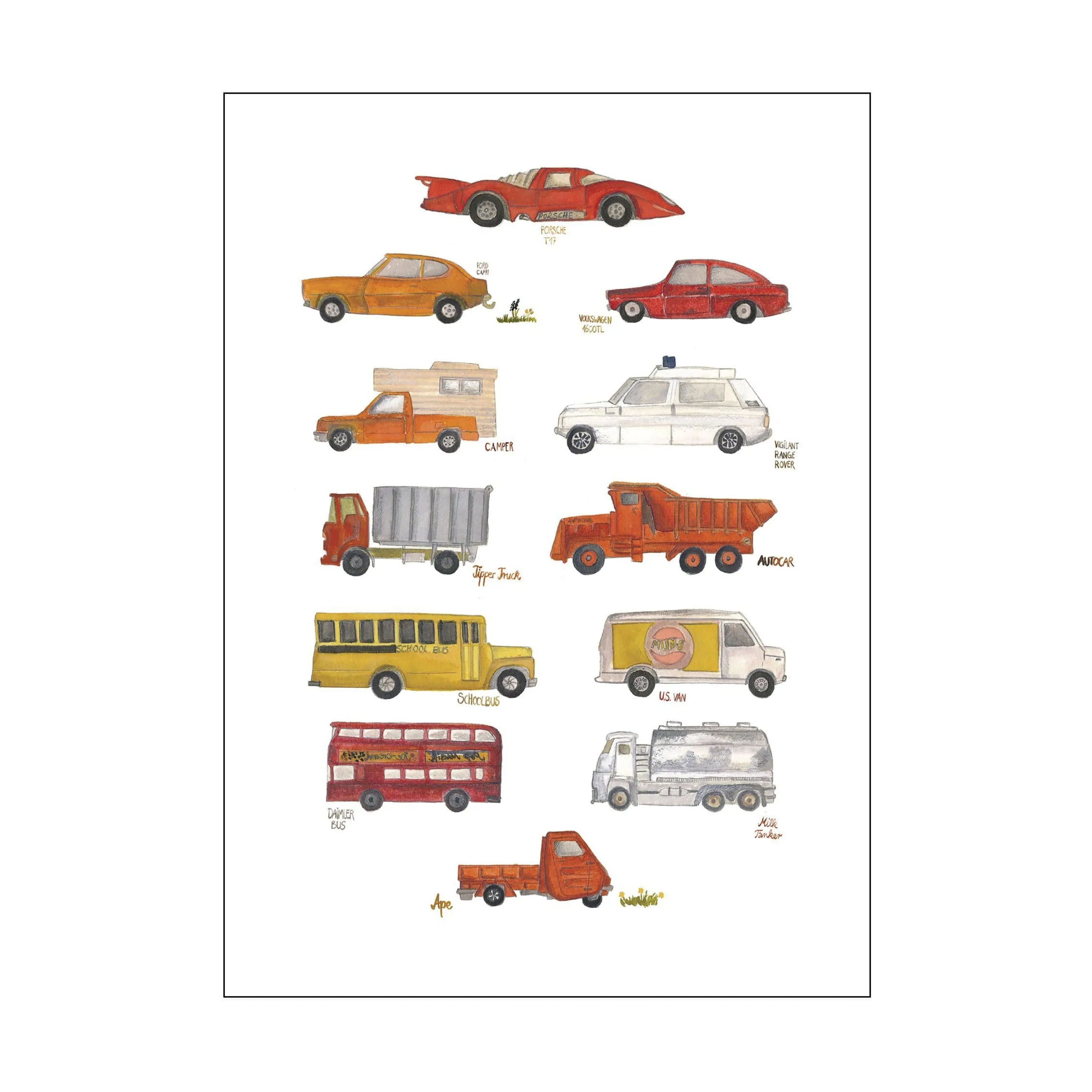Poster&Frame Plakater Plakat - Cars i B50 x L70 cm, 1