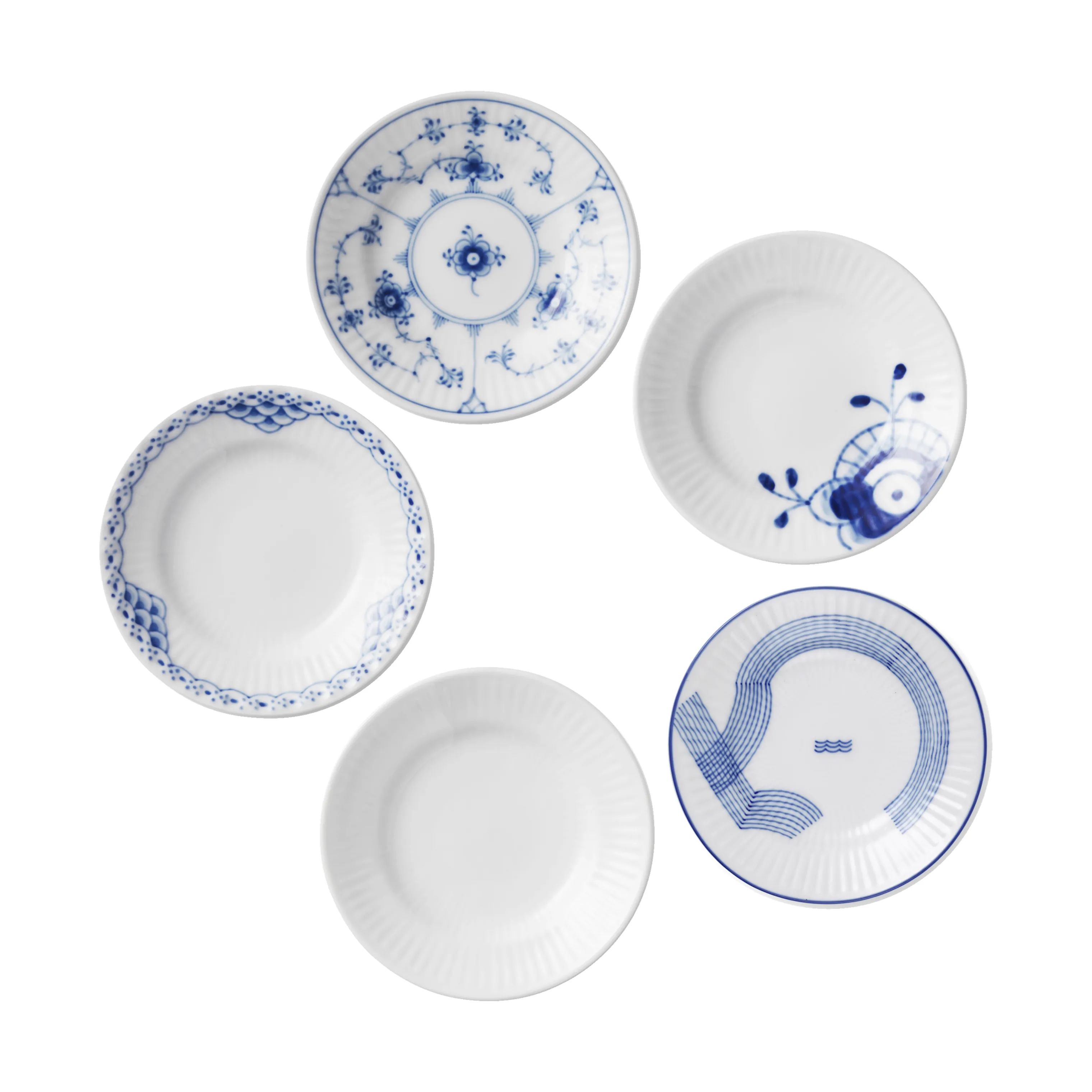 Royal Copenhagen Kagetallerkener Gifts with History Tallerken - 5 stk. i Koboltblå/hvid, 1