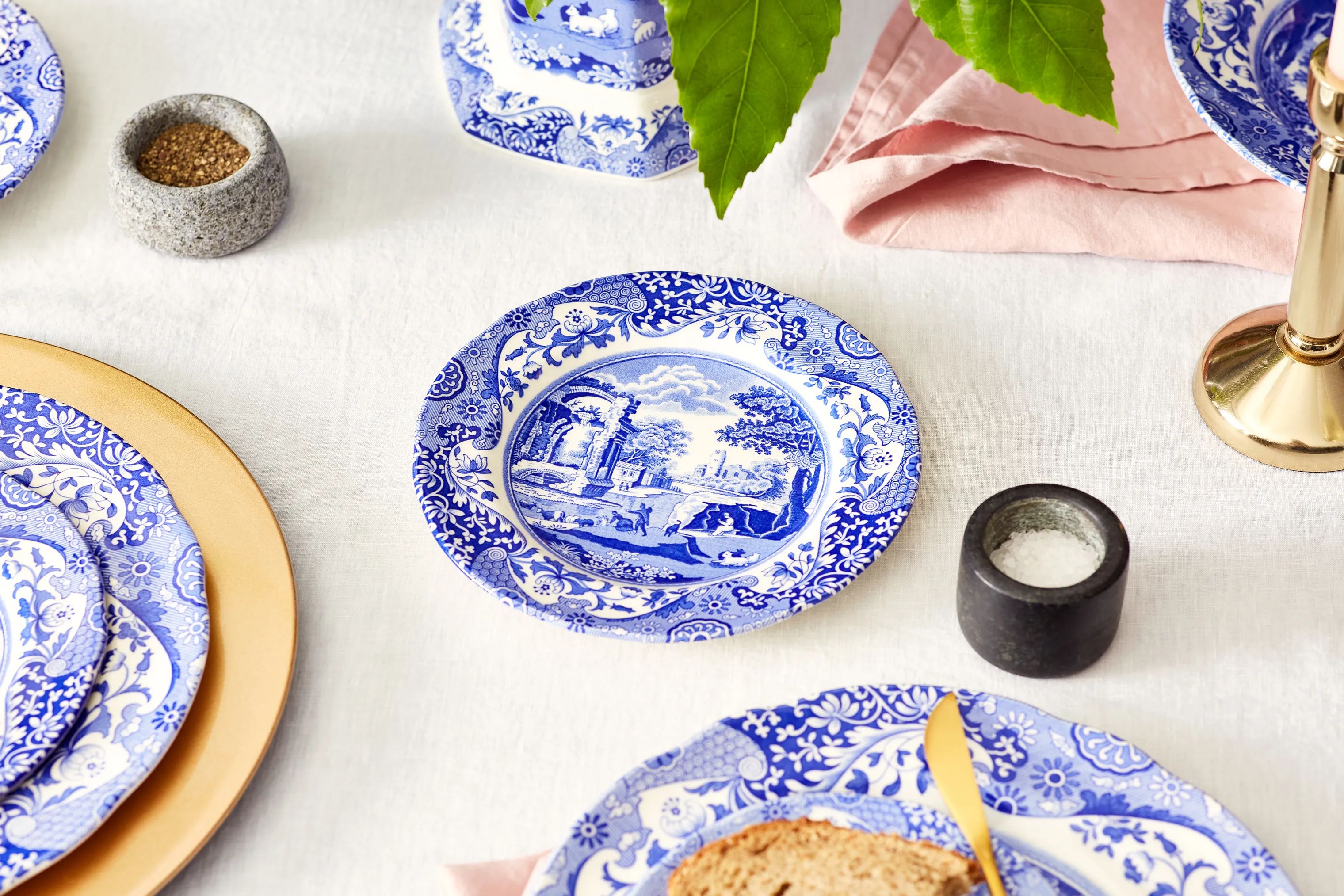 Spode Kagetallerkener Blue Italian Blue Italien Sidetallerken - 4 stk. i Blå/hvid, 2