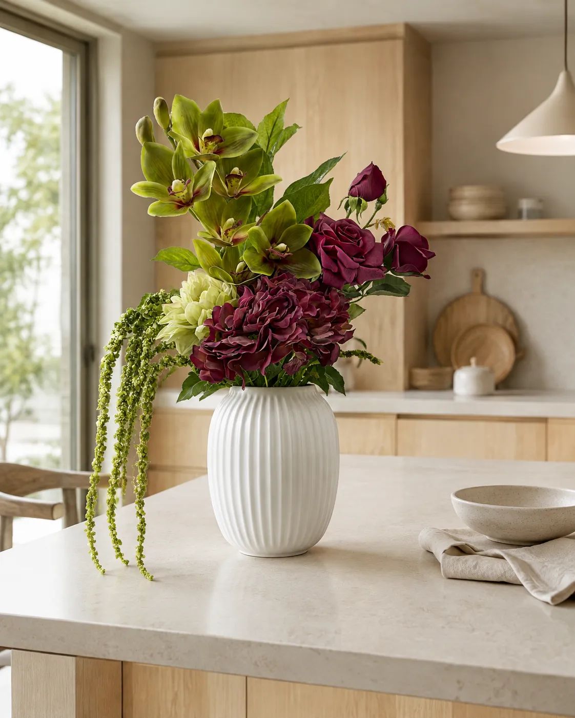 everbloom Kunstige blomster Kunstig Blomsterbuket i Grøn/Pink/Lysegrøn, 4