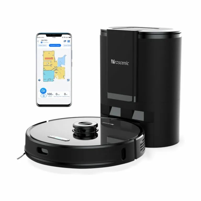 Proscenic Robotstøvsugere 2-i-1 Robot- og moppestøvsuger M8Pro i sort, 4