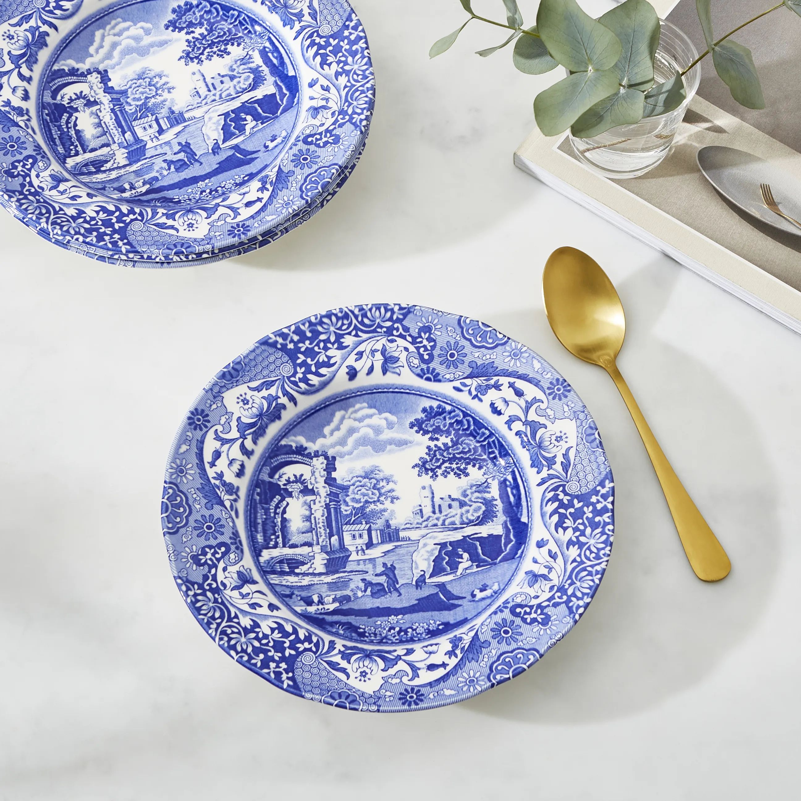 Spode Pastatallerkener Blue Italian Blue Italien Suppetallerken - 4 stk. i Blå/hvid, 2