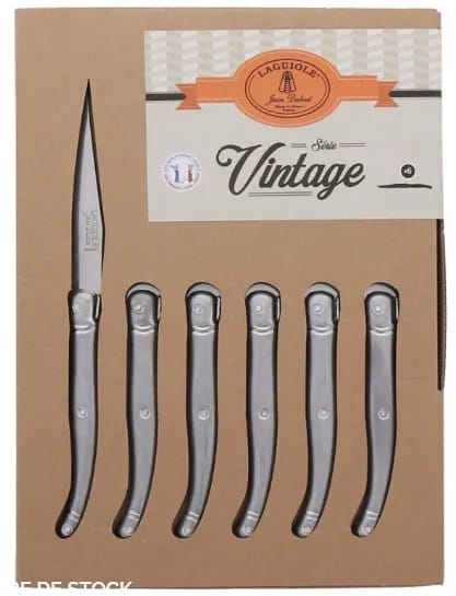 Jean Dubost Bordknive Laguiole Knive - 6 stk. i Sølvfarvet, 2