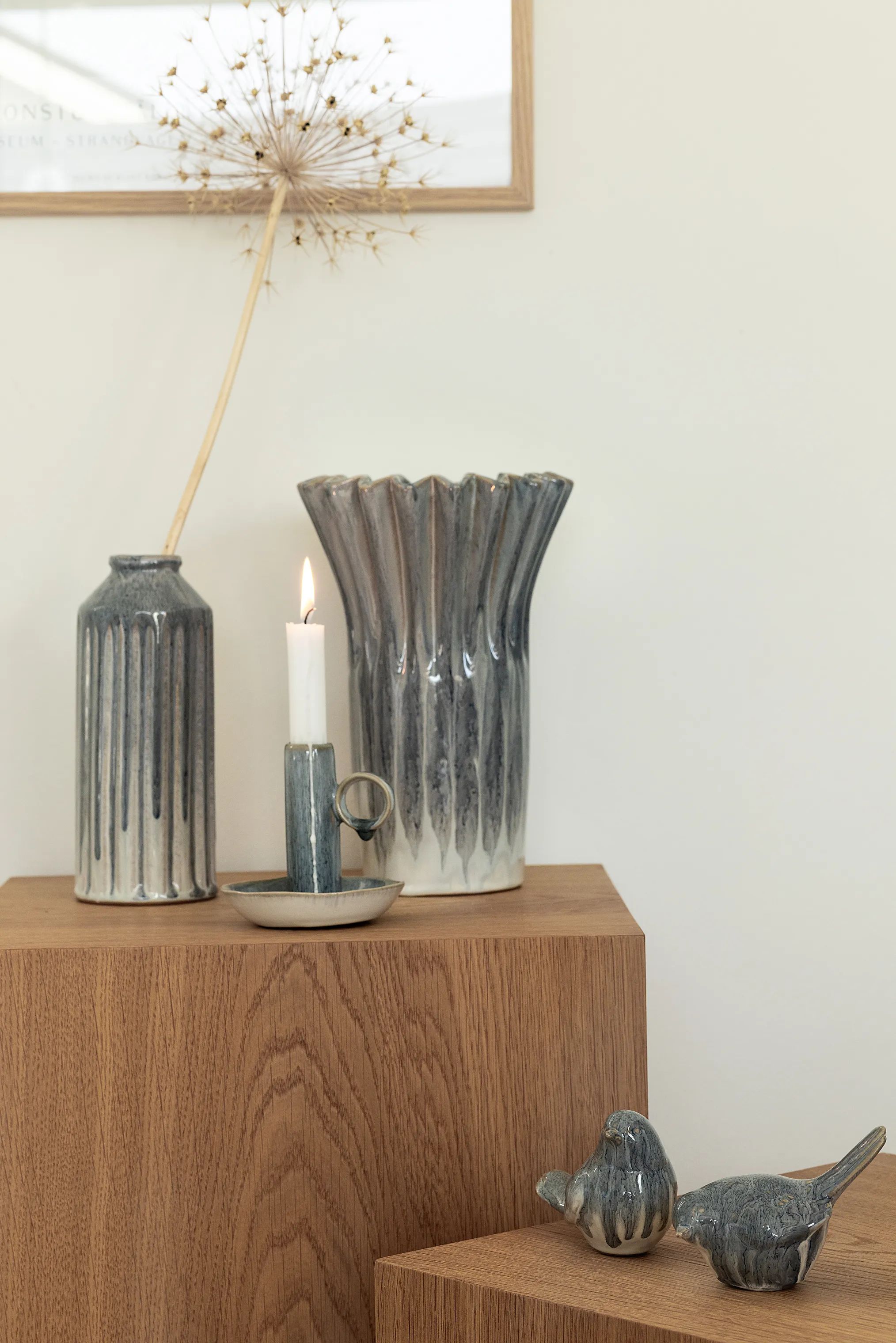 CASA Living Vaser Vase i Reaktiv mørkeblå/hvid, 2