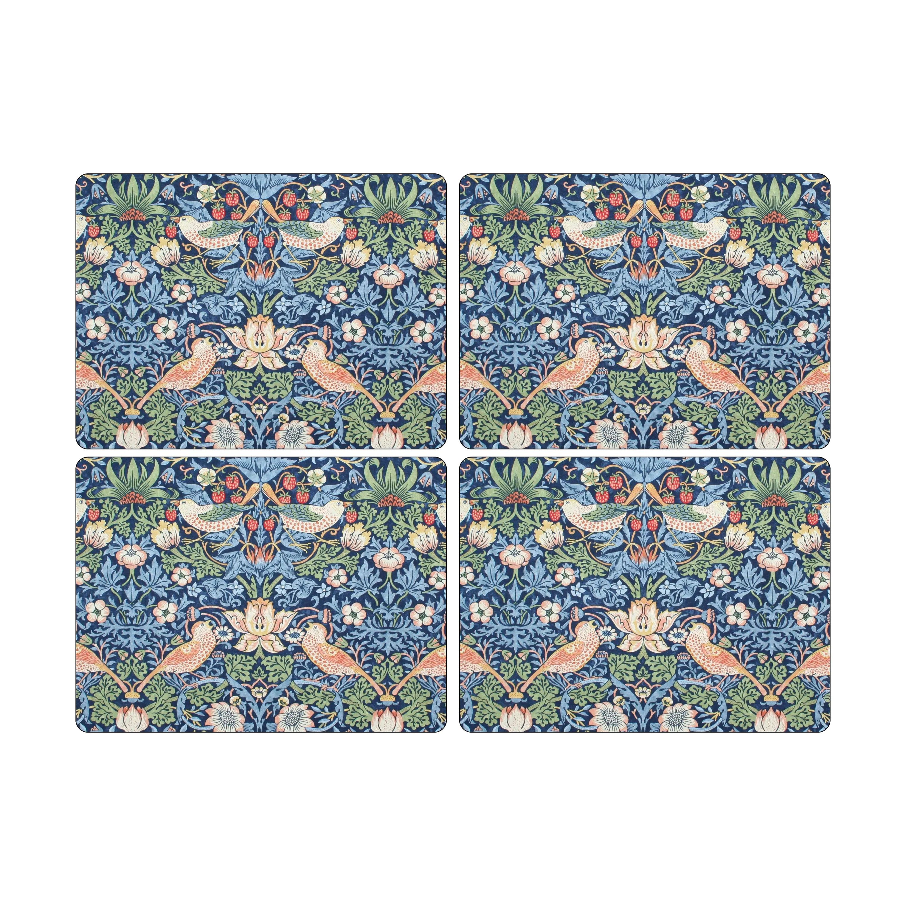 Pimpernel Dækkeservietter Morris & Co Strawberry Thief Dækkeserviet - 4 stk. i blå/Rød/gul/Grøn, 1