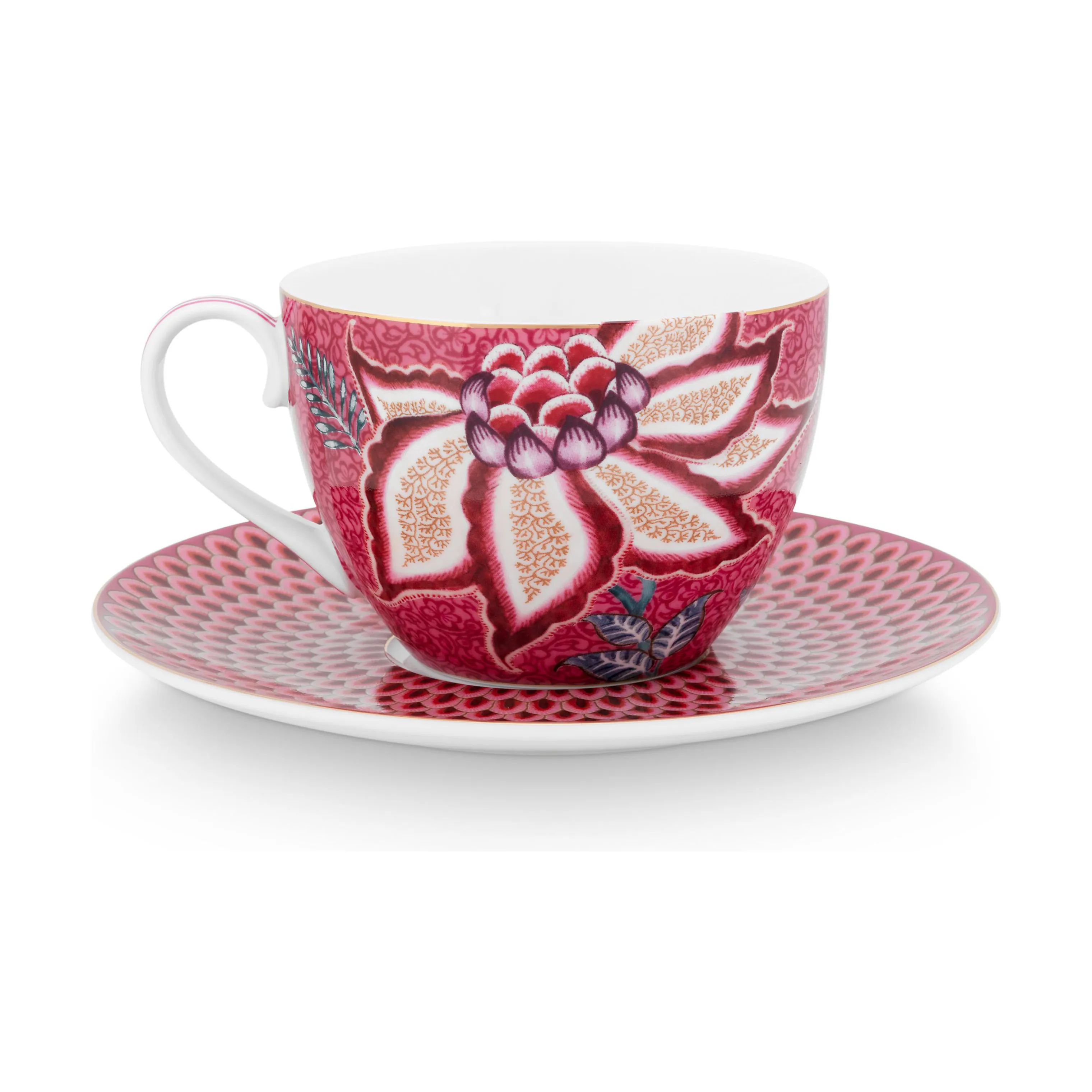 PIP Studio Krus og kopper med hank Flower Festival Kop m. underkop i Pink, 4