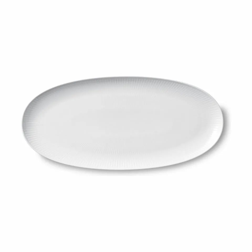 Royal Copenhagen Serveringsfade Hvid Riflet Aflangt fad i Hvid, 37 cm, 1