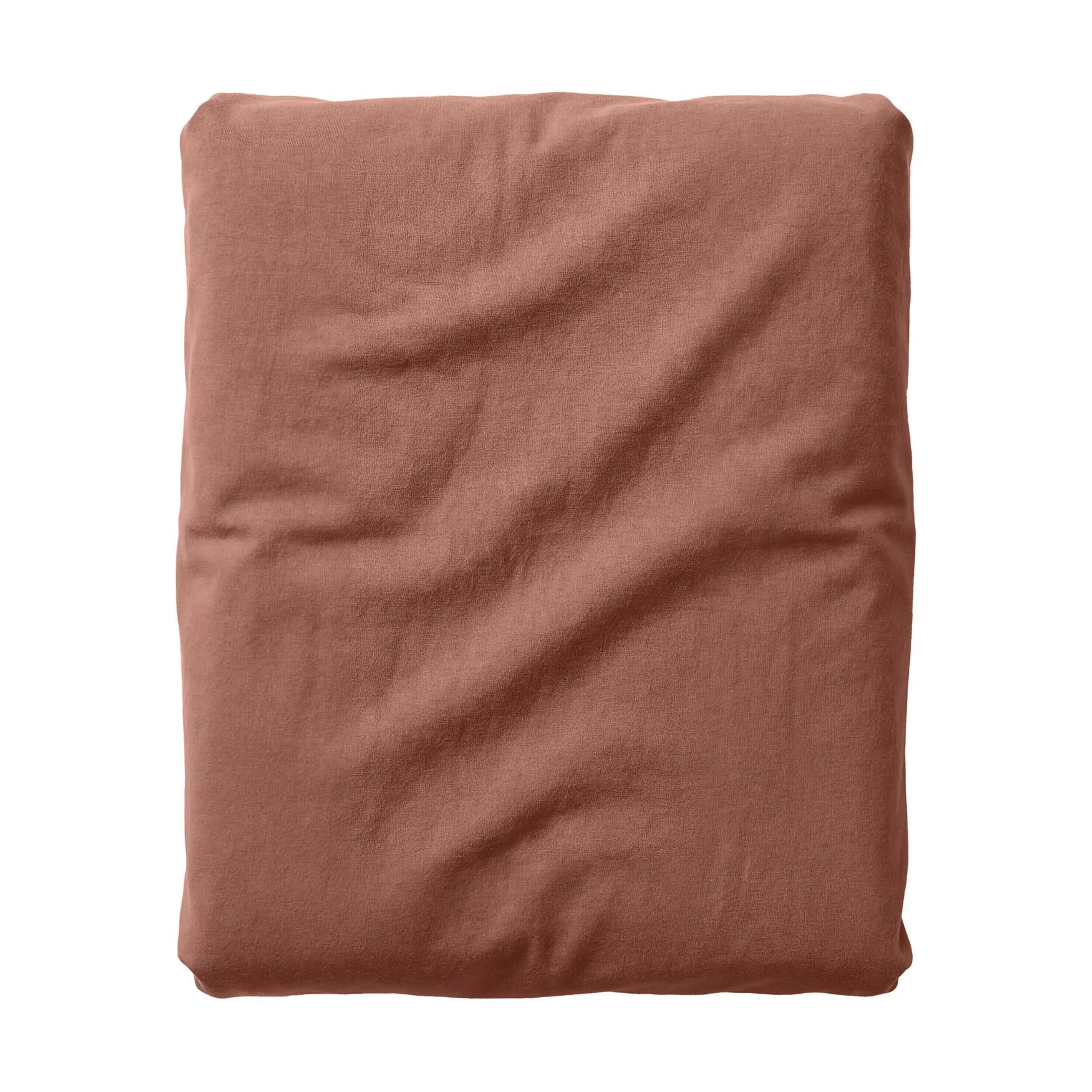 Essenza Lagner Fine Organic Jersey Boxlagen i Terracotta, B100 x L220 cm, 1