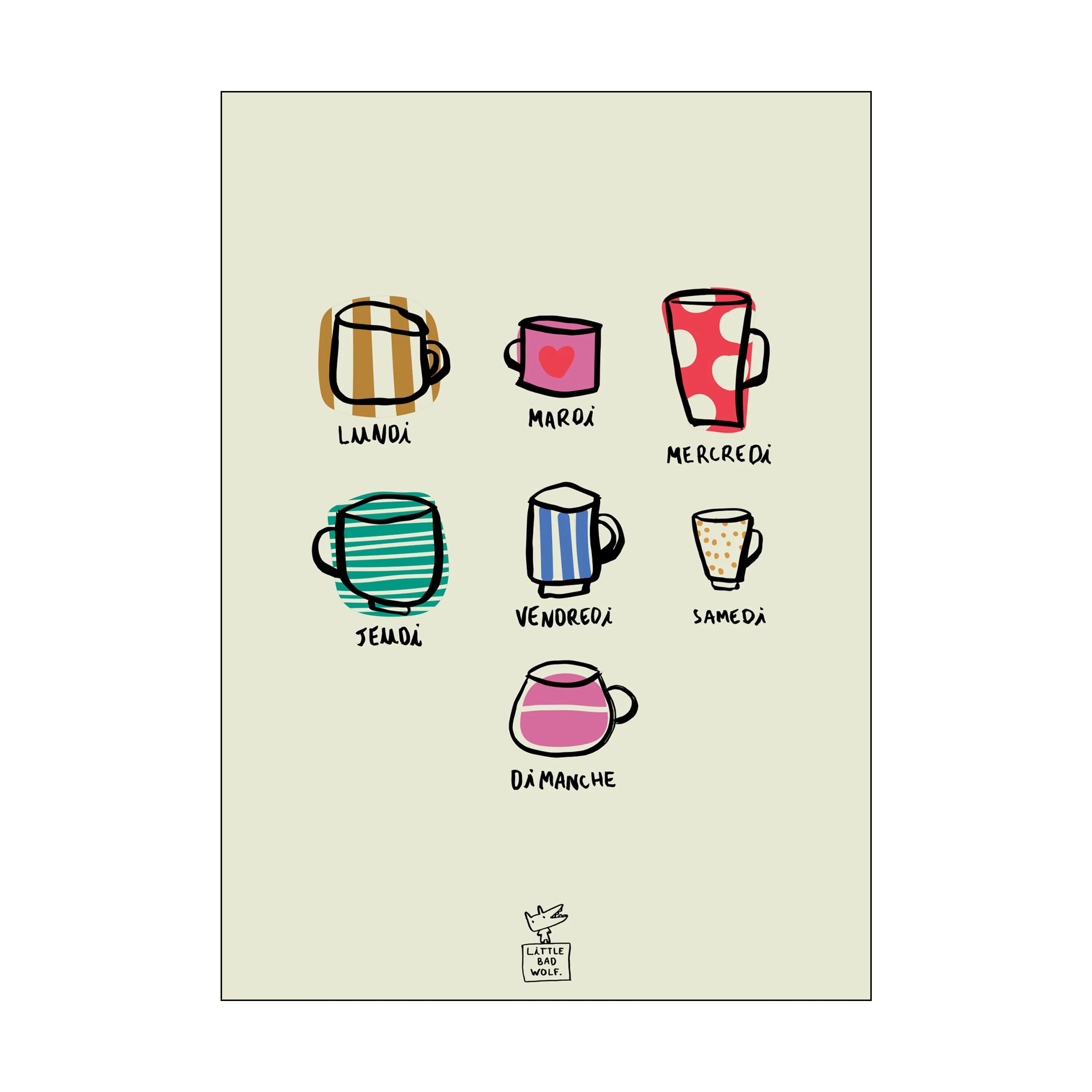 Poster&Frame Plakater Plakat - Weekly Cups i B50 x L70 cm, 1