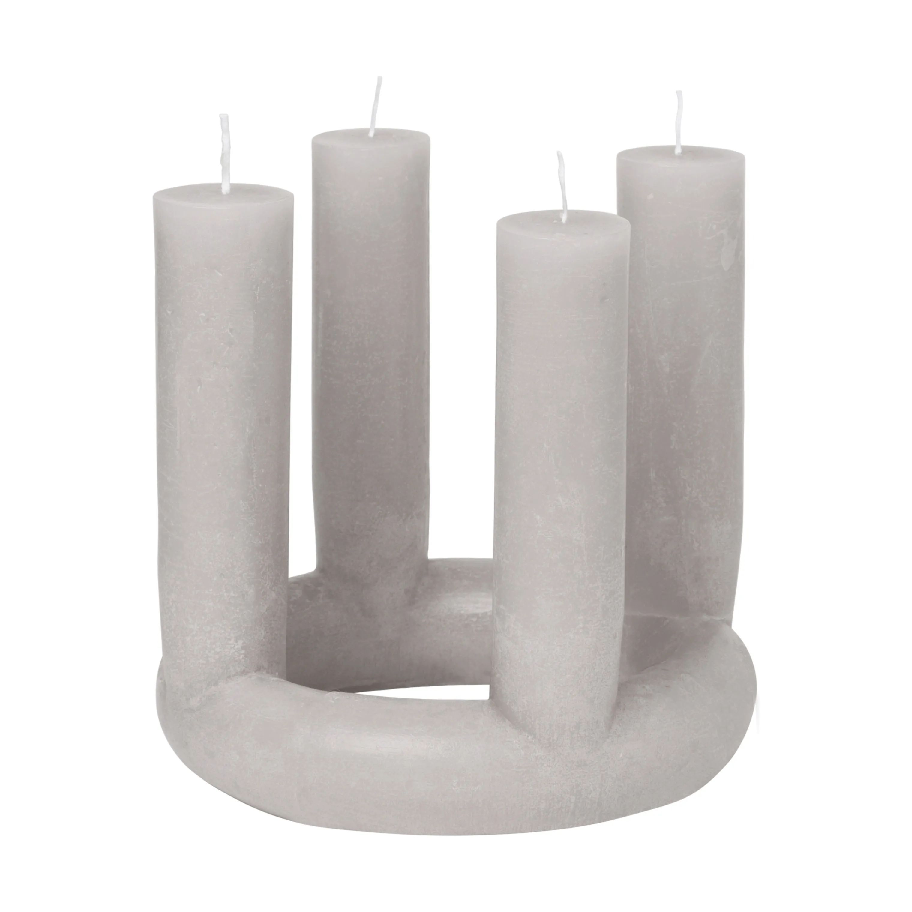 Broste Copenhagen Bloklys Lucille Skulptur Lys i Rainy Day Grey, 1