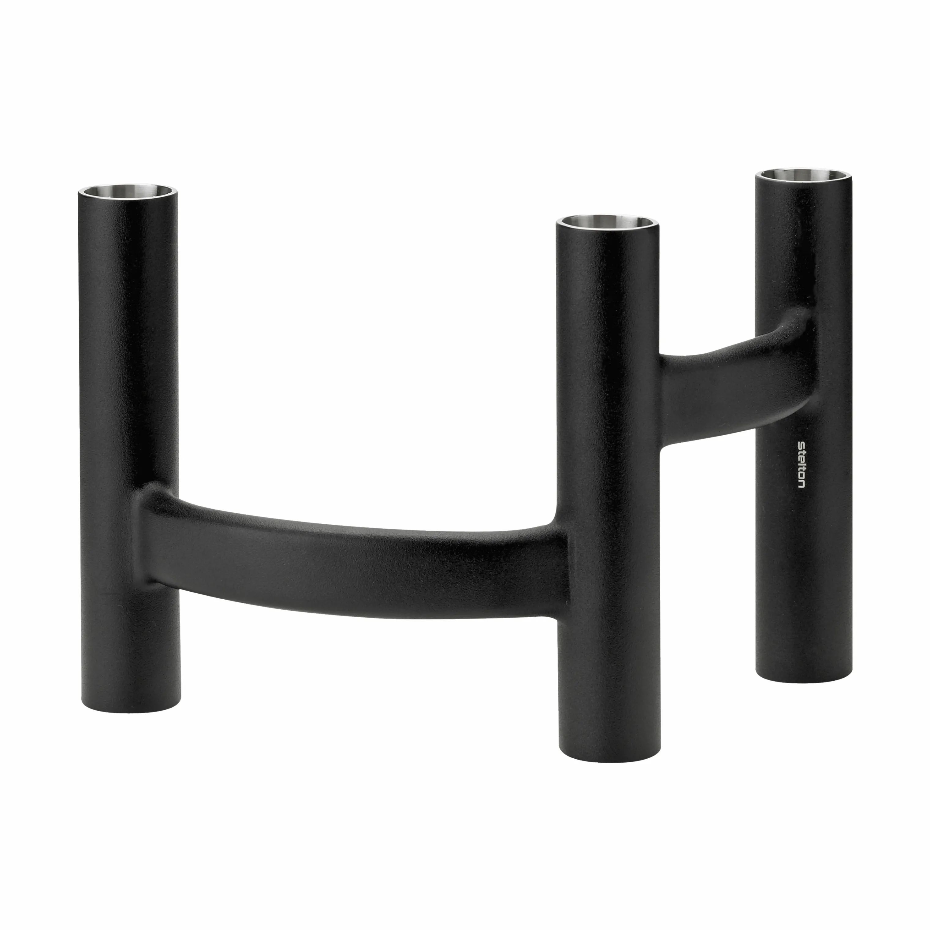 Stelton Kronelysestage Nordic Ora Trearmet Lysestage i Sort, 13 cm, 1