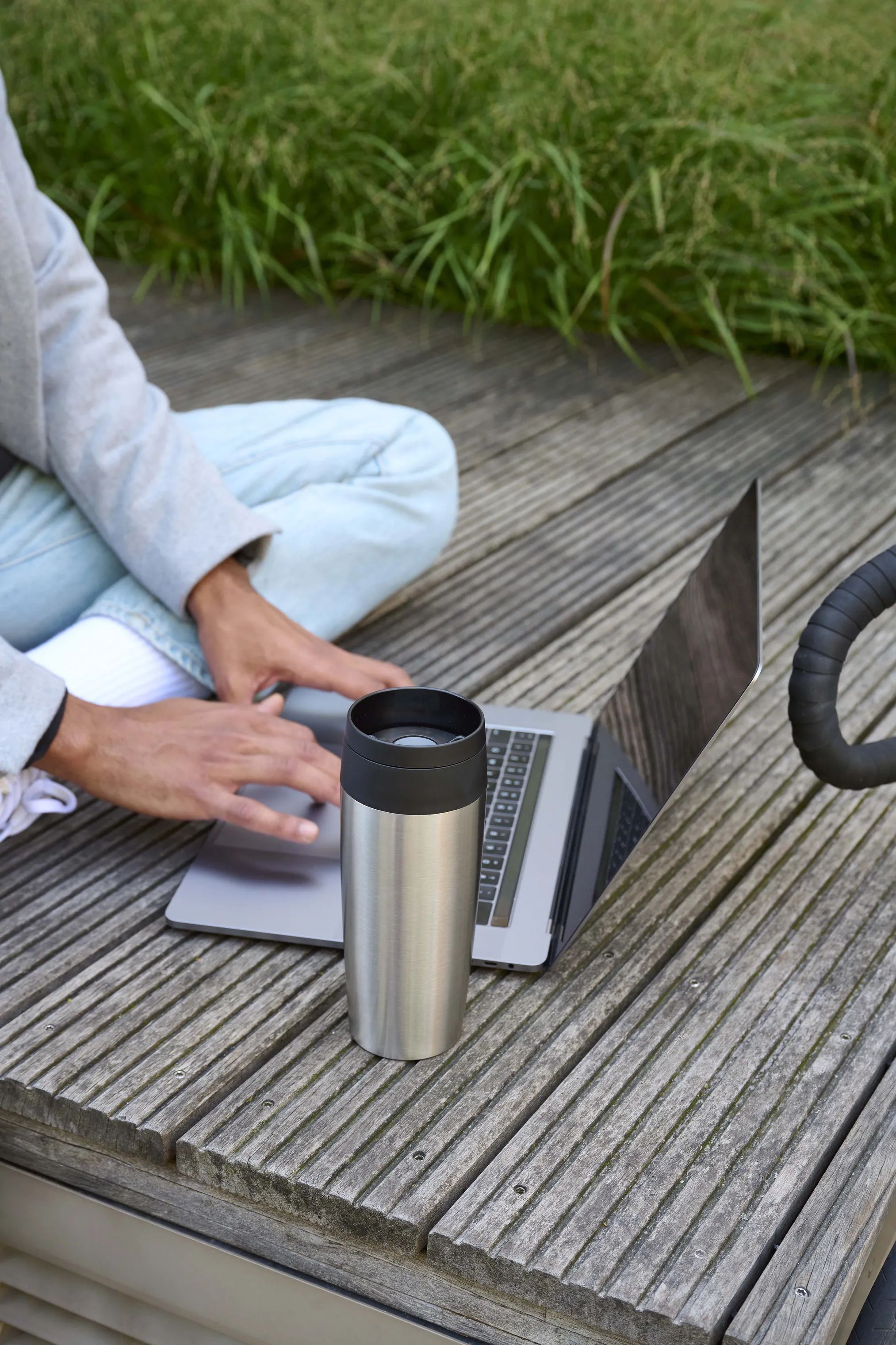 Emsa To go kopper To Go To-Go Classic Rejsekrus i Brushed stainless steel;Black, 0.36 L, 2