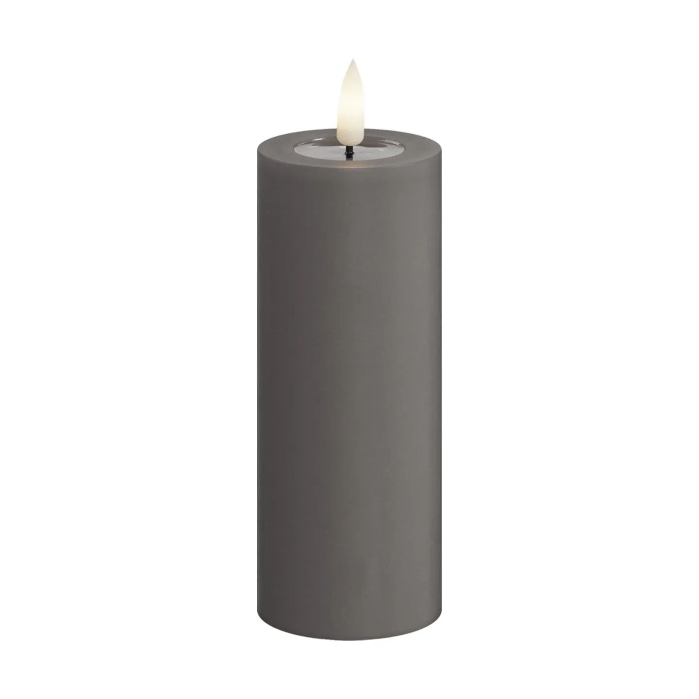 Deluxe Homeart LED-lys Real Flame LED Bloklys i Grå, 12,5 cm, 1