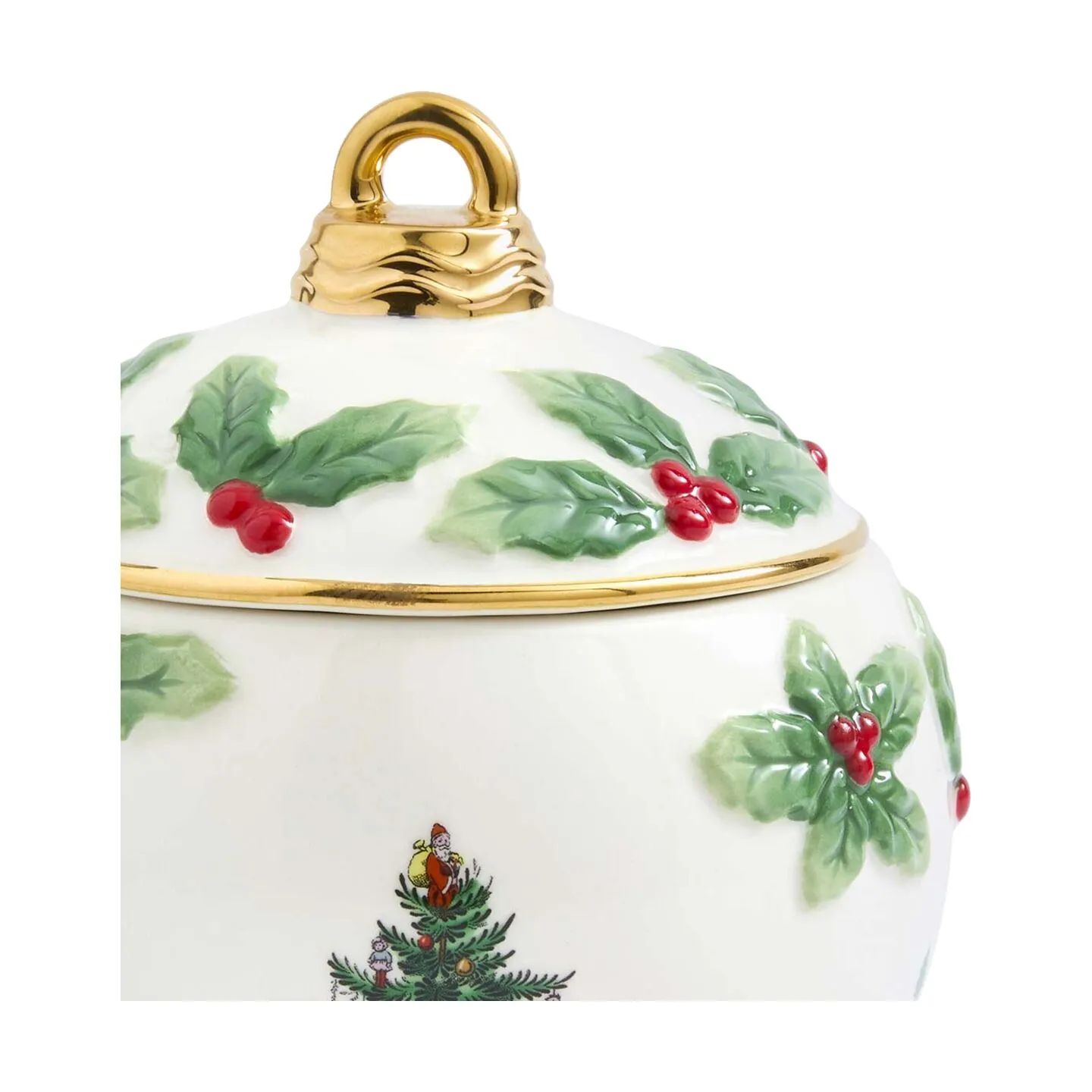 Spode Krukker med låg Christmas Tree Slikskål med låg i Rød/grøn/hvid, 3