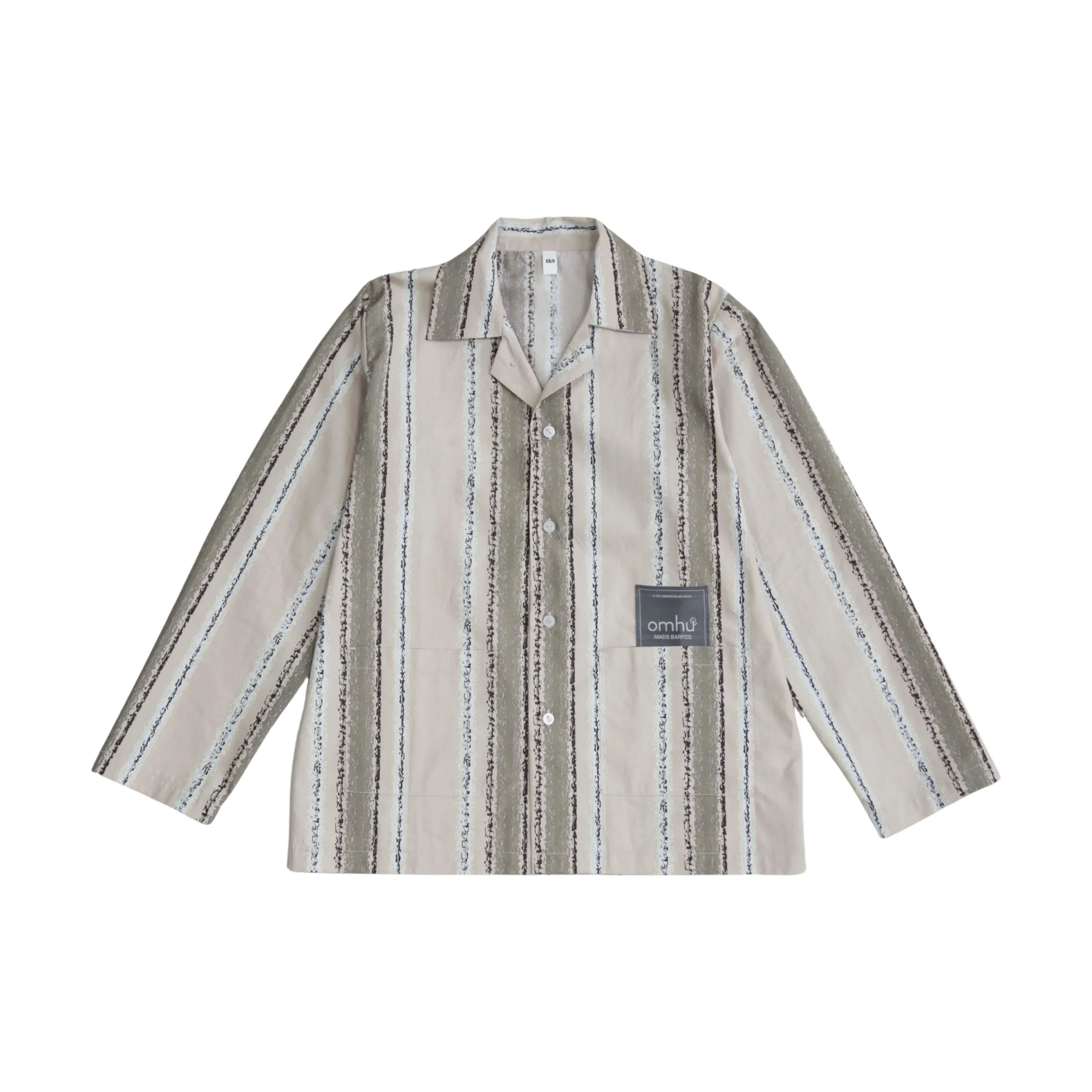 omhu x Mads Barfod Pyjamas Wave Grid Slumber Pyjamasskjorte i Latte, XS/S, 1