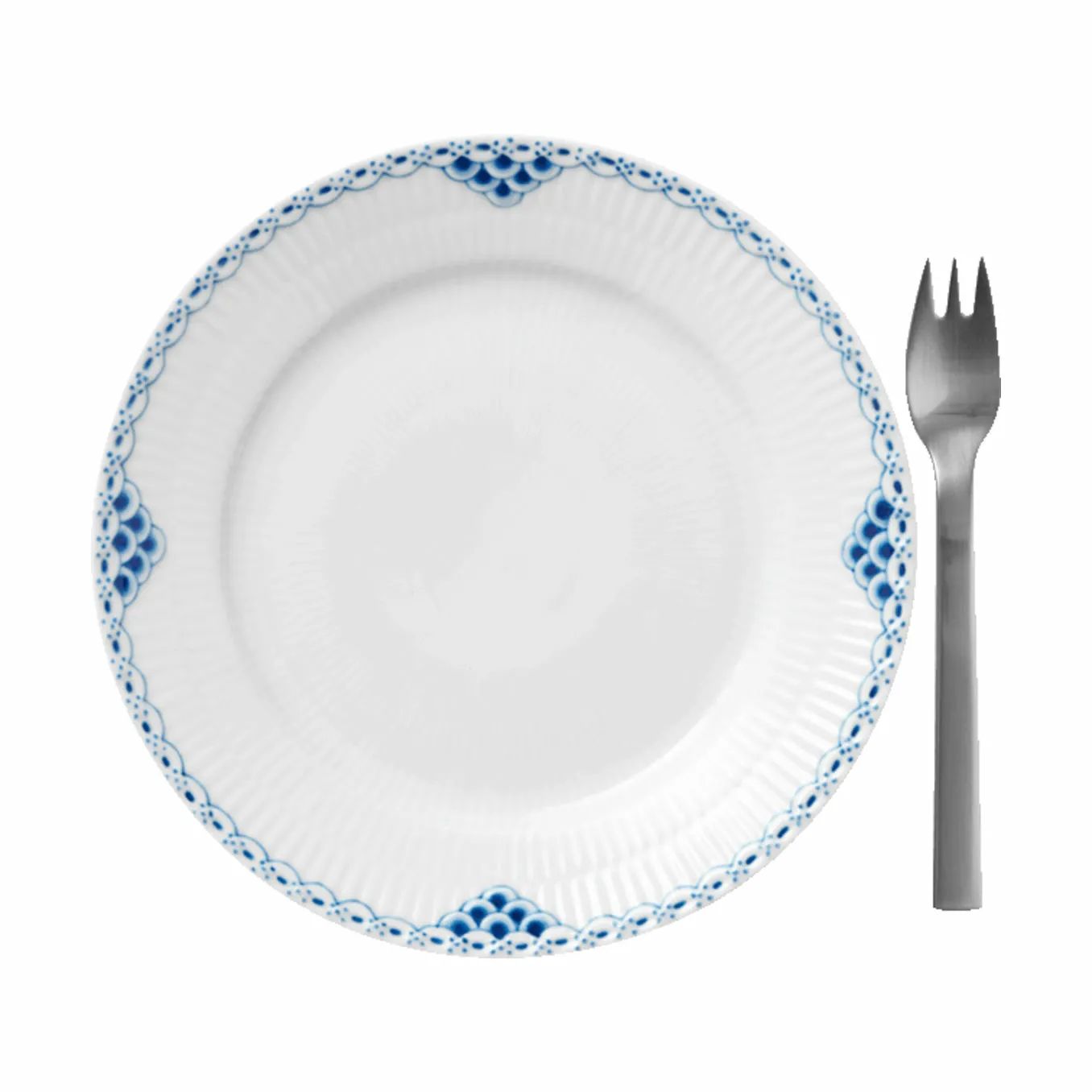 Royal Copenhagen Kagetallerkener Prinsesse Kagetallerken i Koboltblå/hvid, 19 cm, 4