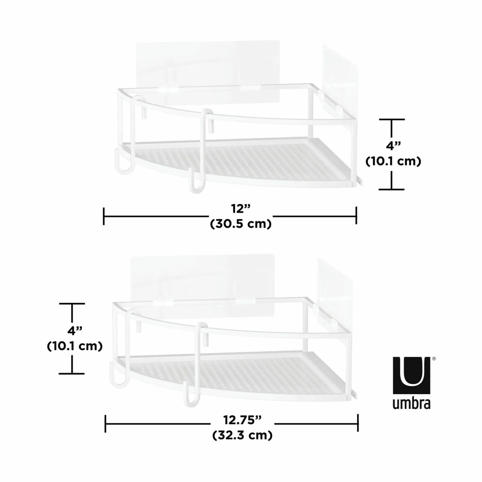 Umbra Hylder Cubiko Hjørne Brusehylde - 2 stk. i Hvid, 4