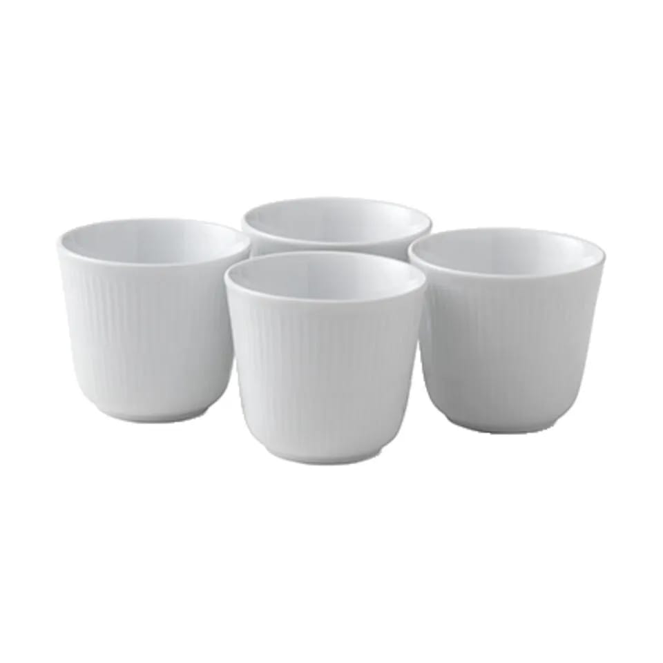 Royal Copenhagen Krus og kopper uden hank Hvid Riflet Termokopper - 4 stk. i Hvid, 26 cl, 1