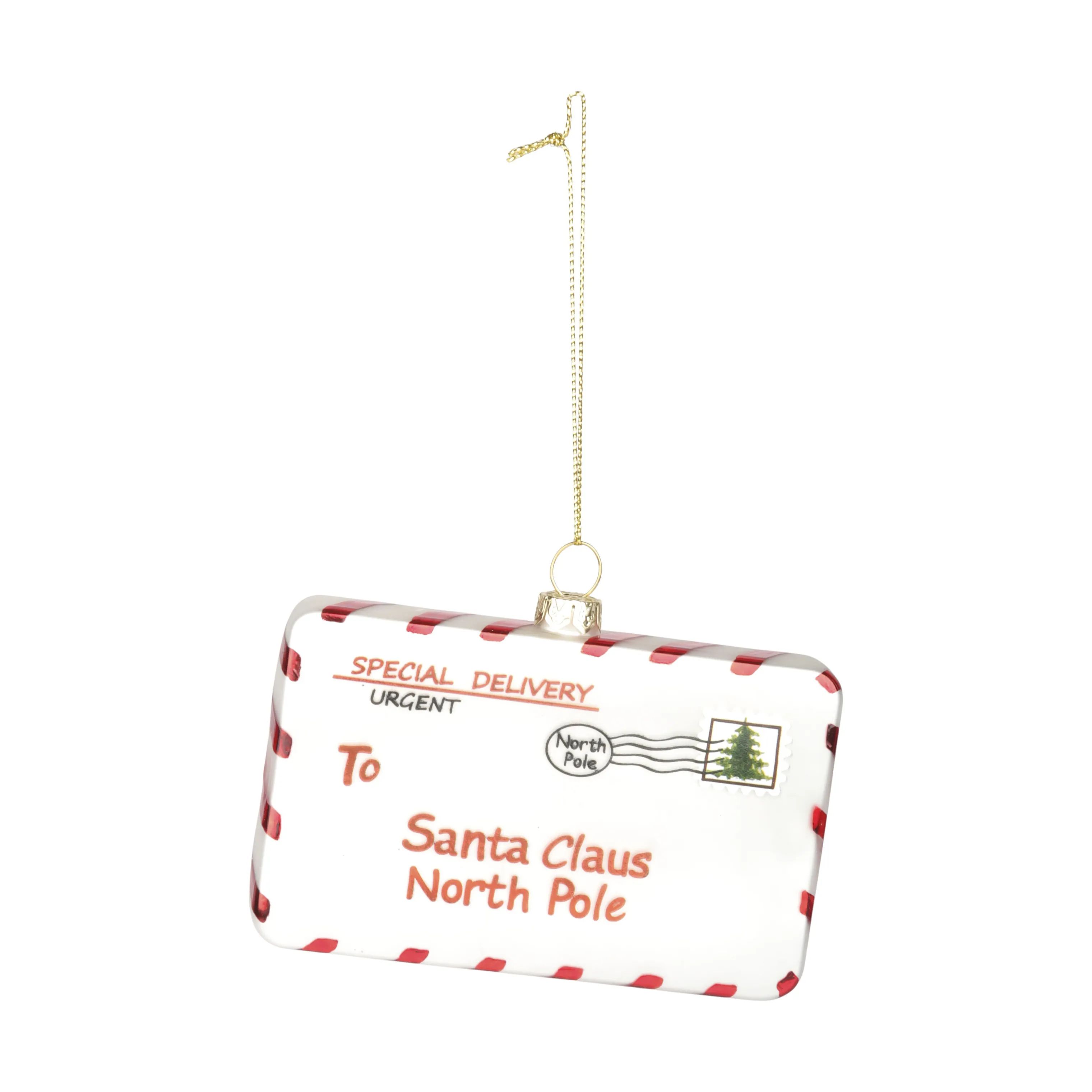 Casa Christmas Julekugler Julekugle - Brev til julemanden i Hvid/rød/orange, 1