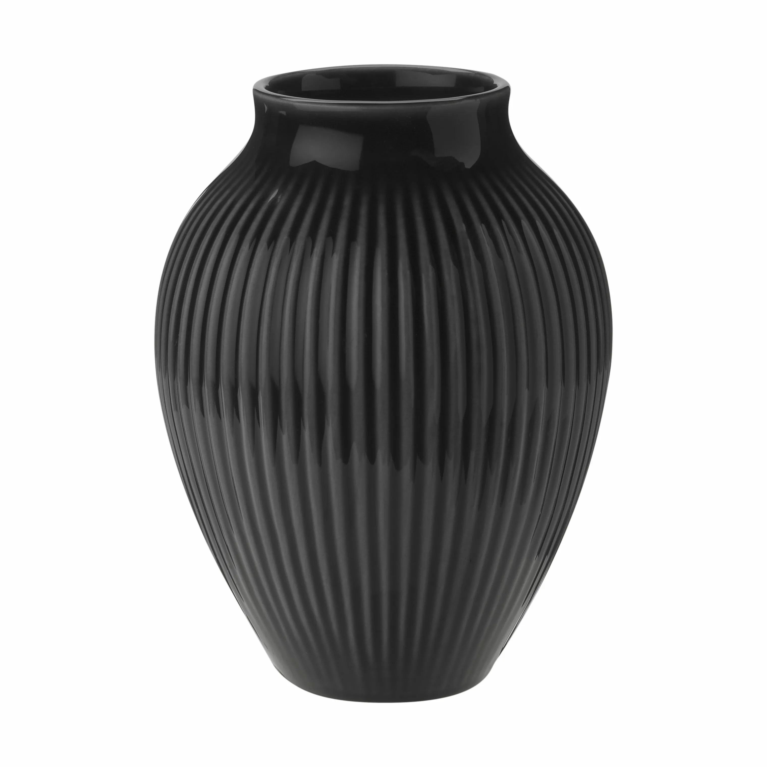 Knabstrup Keramik Vaser Riller Vase i Sort, 12,5 cm, 1
