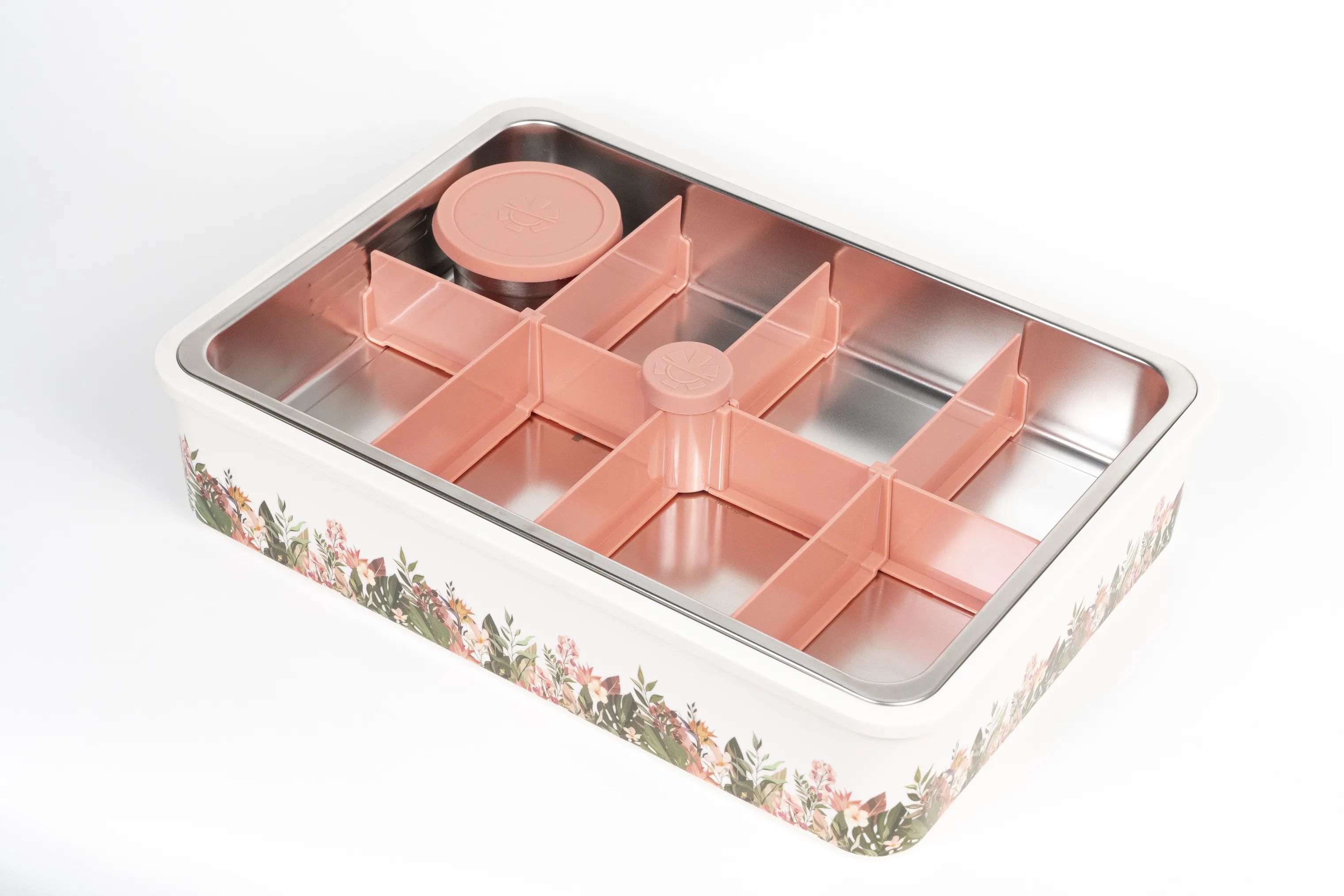Platterbox Opbevaringsbokse Snack Box Tilbehørssæt - 21 dele i Hvid/Blomster, 8