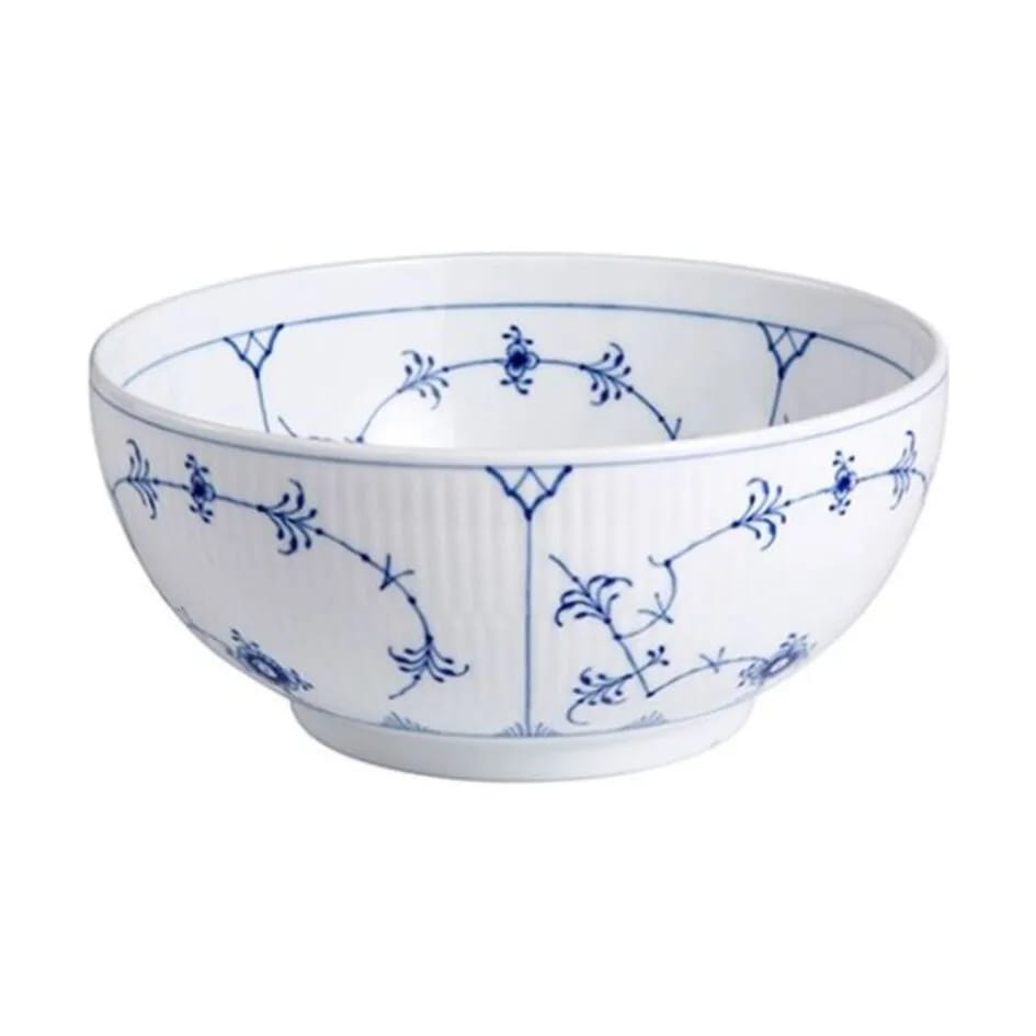 Royal Copenhagen Skåle Musselmalet Riflet Skål i Koboltblå/hvid, 13 cm, 1