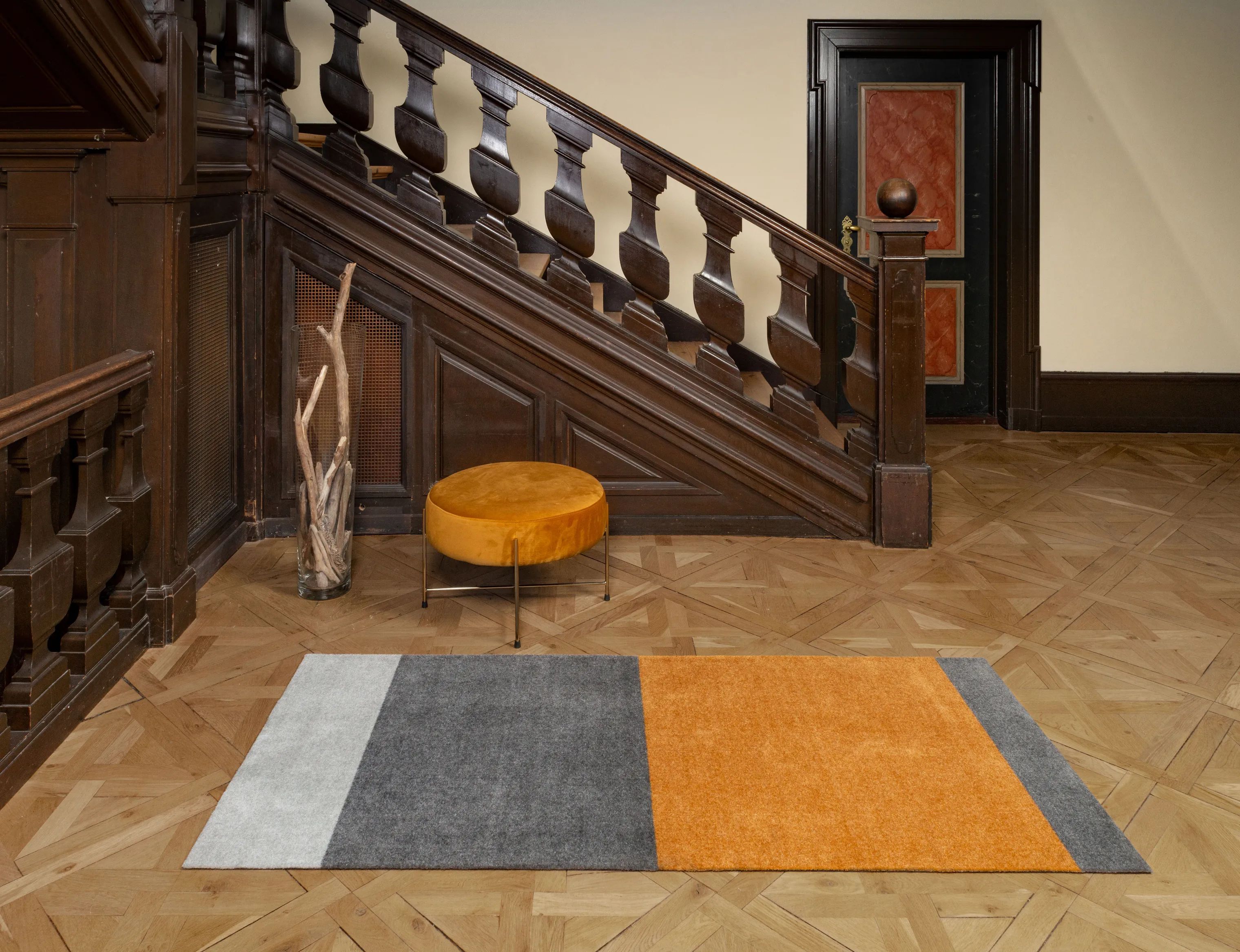 Tica Copenhagen Gulvtæpper Stripes Horisontal Gulvtæppe i Grå/steelgrey/dijon, B90 x L200 cm, 4