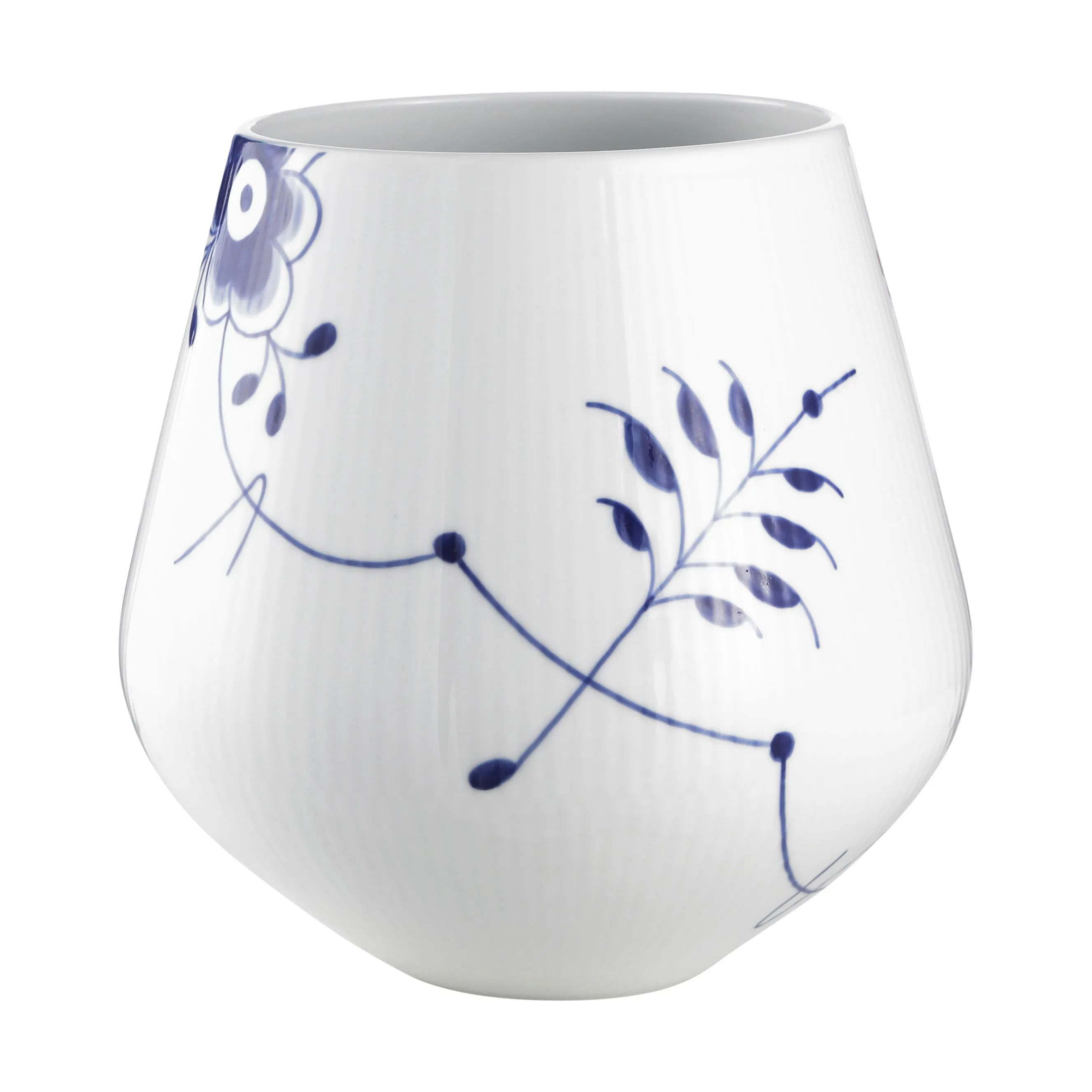 Royal Copenhagen Vaser Blå Mega Riflet Vase i Koboltblå/hvid, 20,5 cm, 1