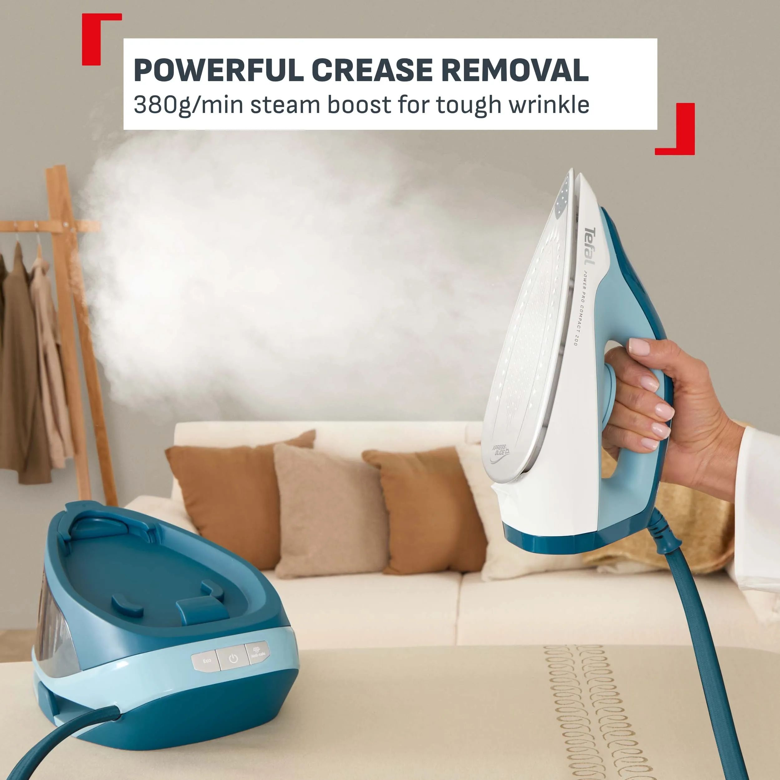 Tefal Strygejern Power Pro Compact Dampstrygejern i Blå / hvid, 2