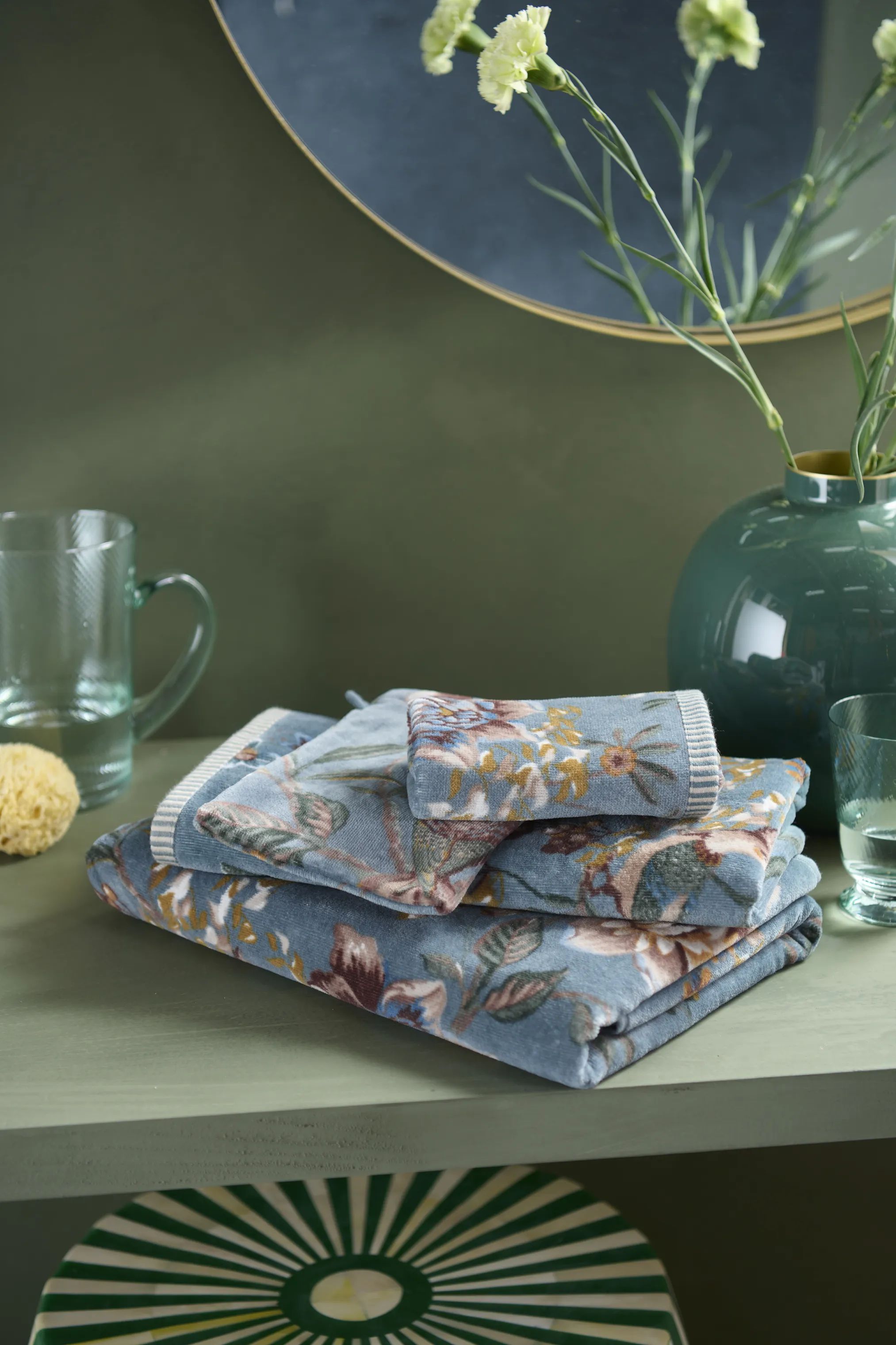PIP Studio Håndklæder Secret Garden Håndklæde i Blue , B30 x L50 cm, 3